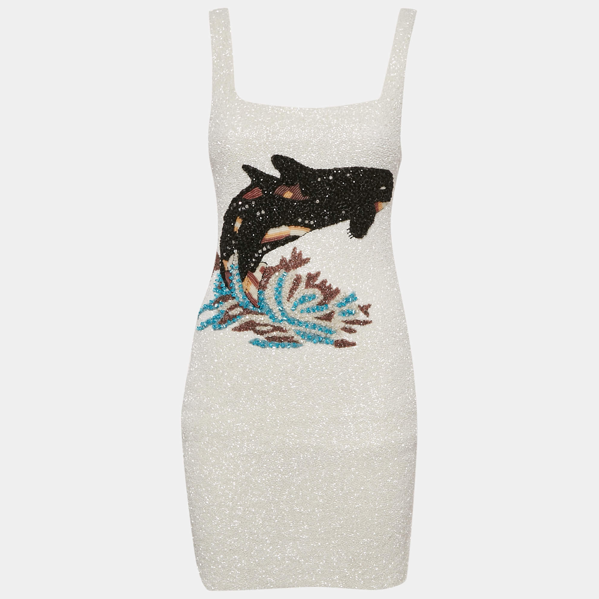 Oceanus Swimwear White Beaded Jersey Marina Dress S