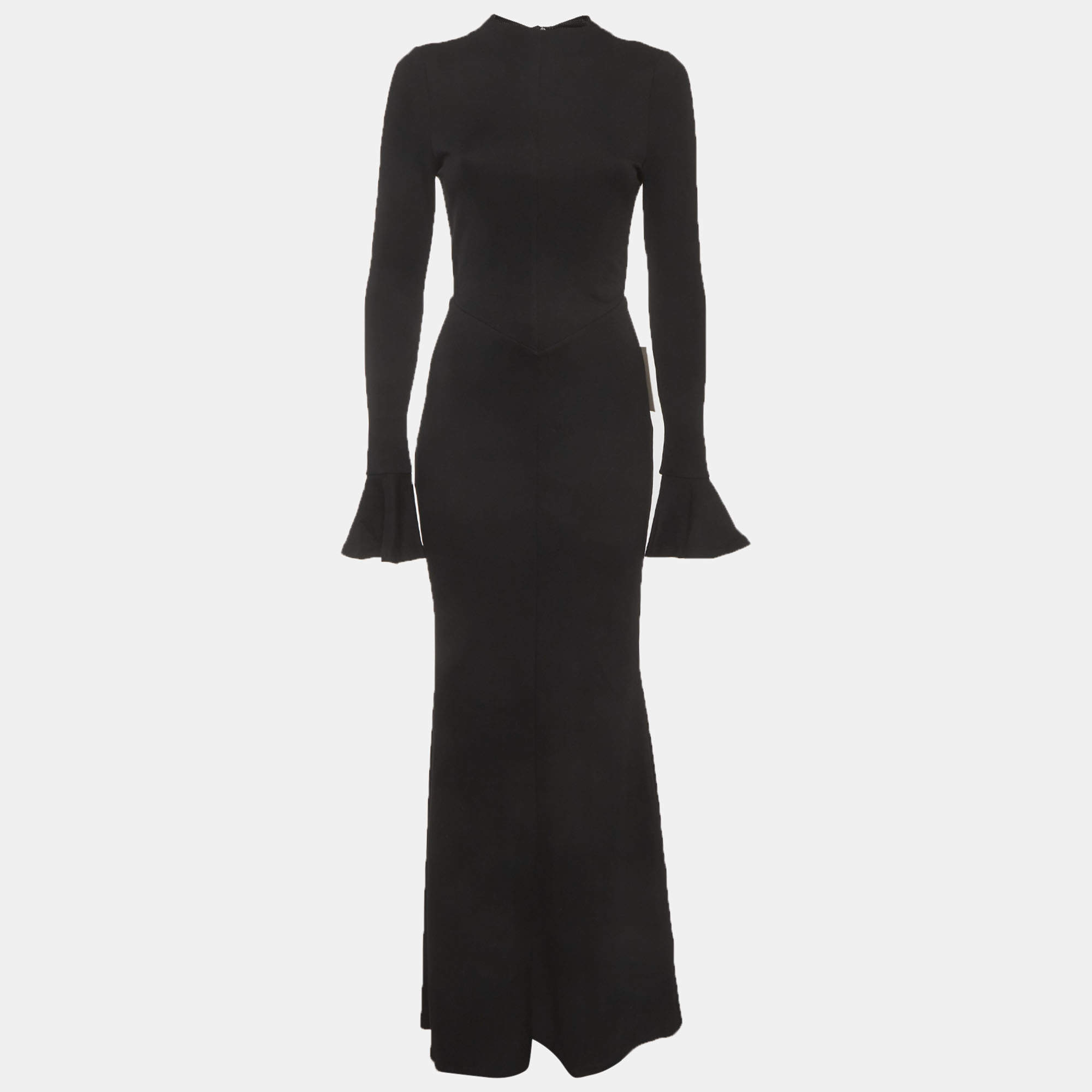Pre Owned Oddmuse Black Jersey Knitted Long Sleeve Maxi Dress S