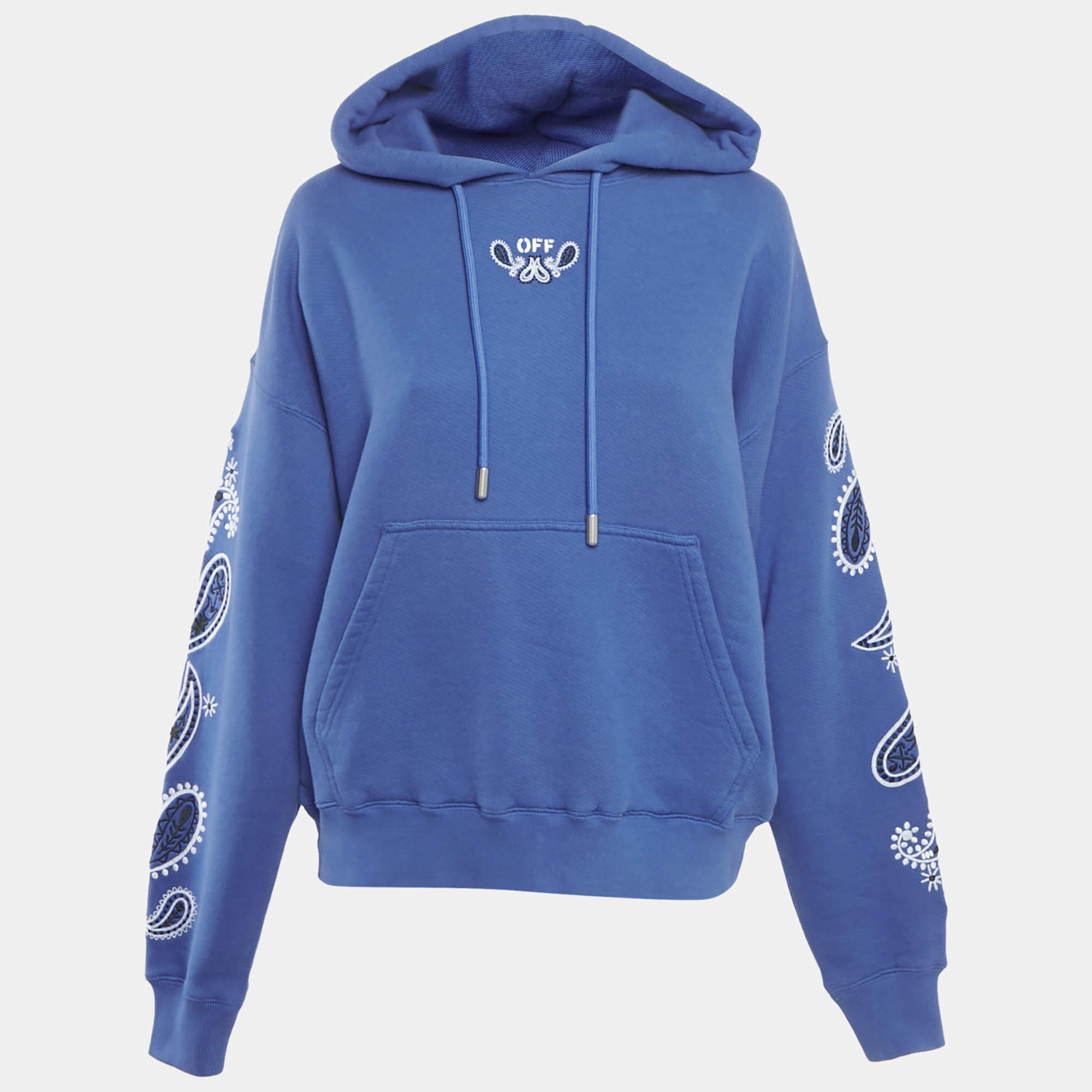 Pre Owned Off-White Blue Bandana Art Cotton Hoodie XS