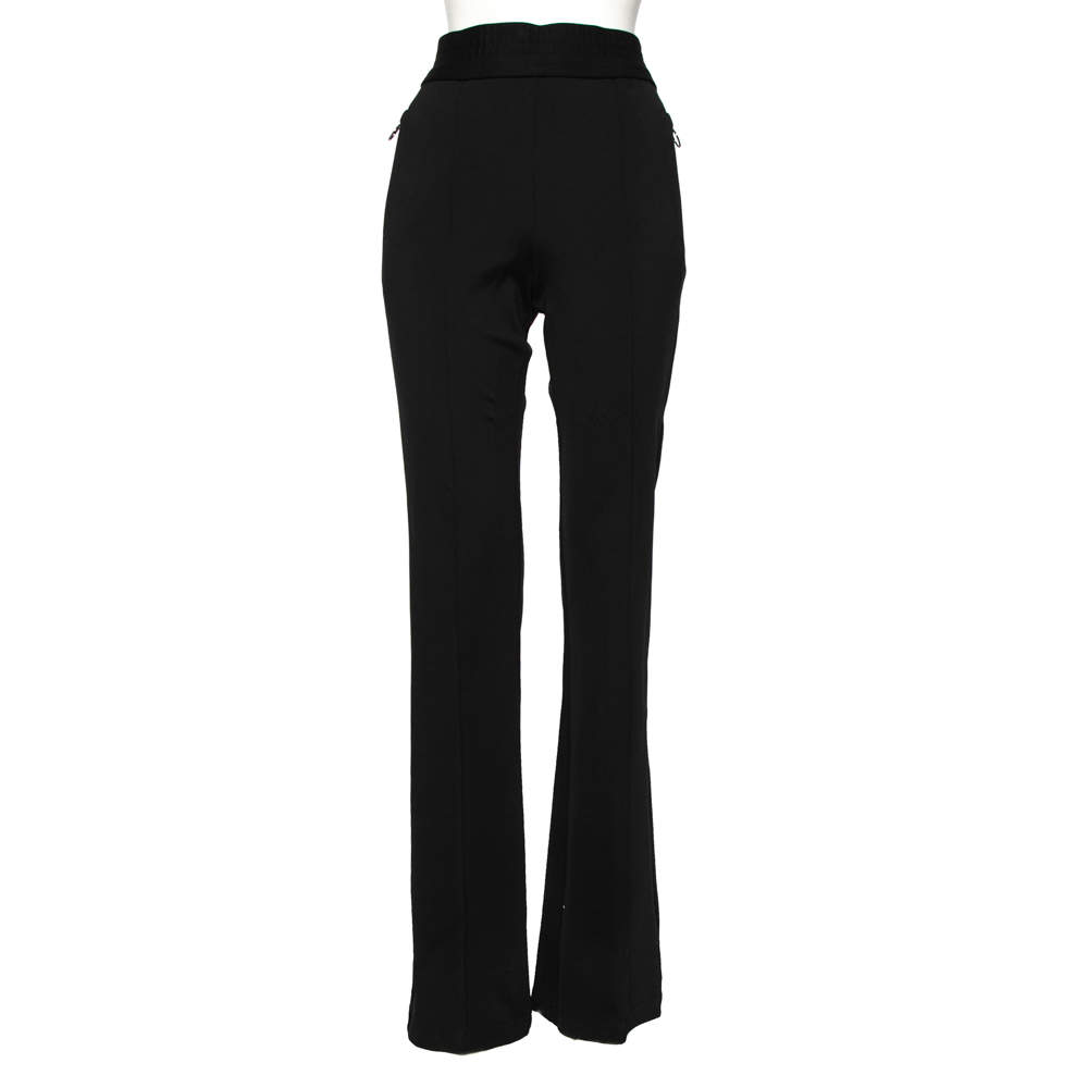 مملوكة مسبقًا Off-White Black Stretch Knit Flared Silhouette Track Pants M