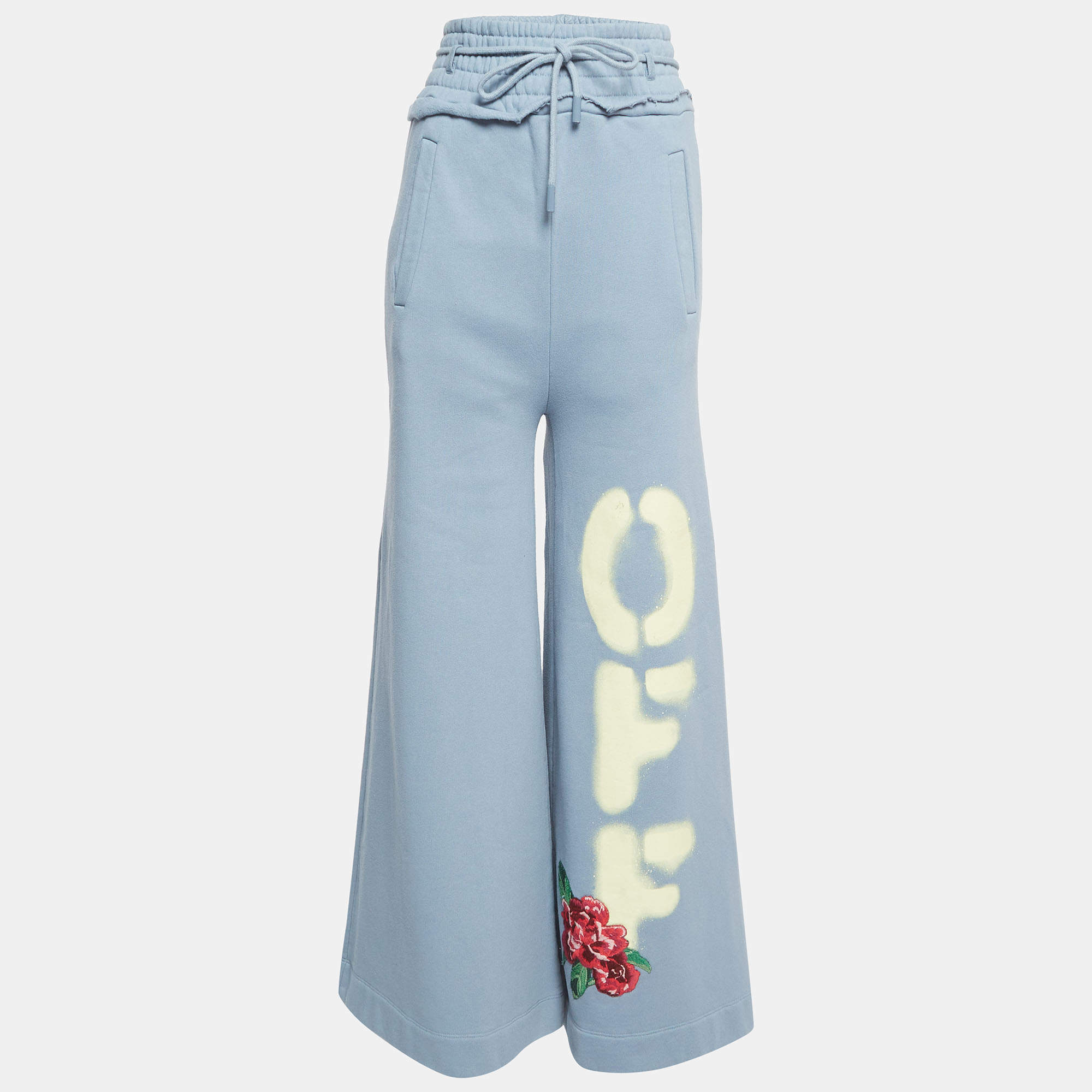 Off White Blue Cotton Wide Leg Sweatpants XXS Off White TLC