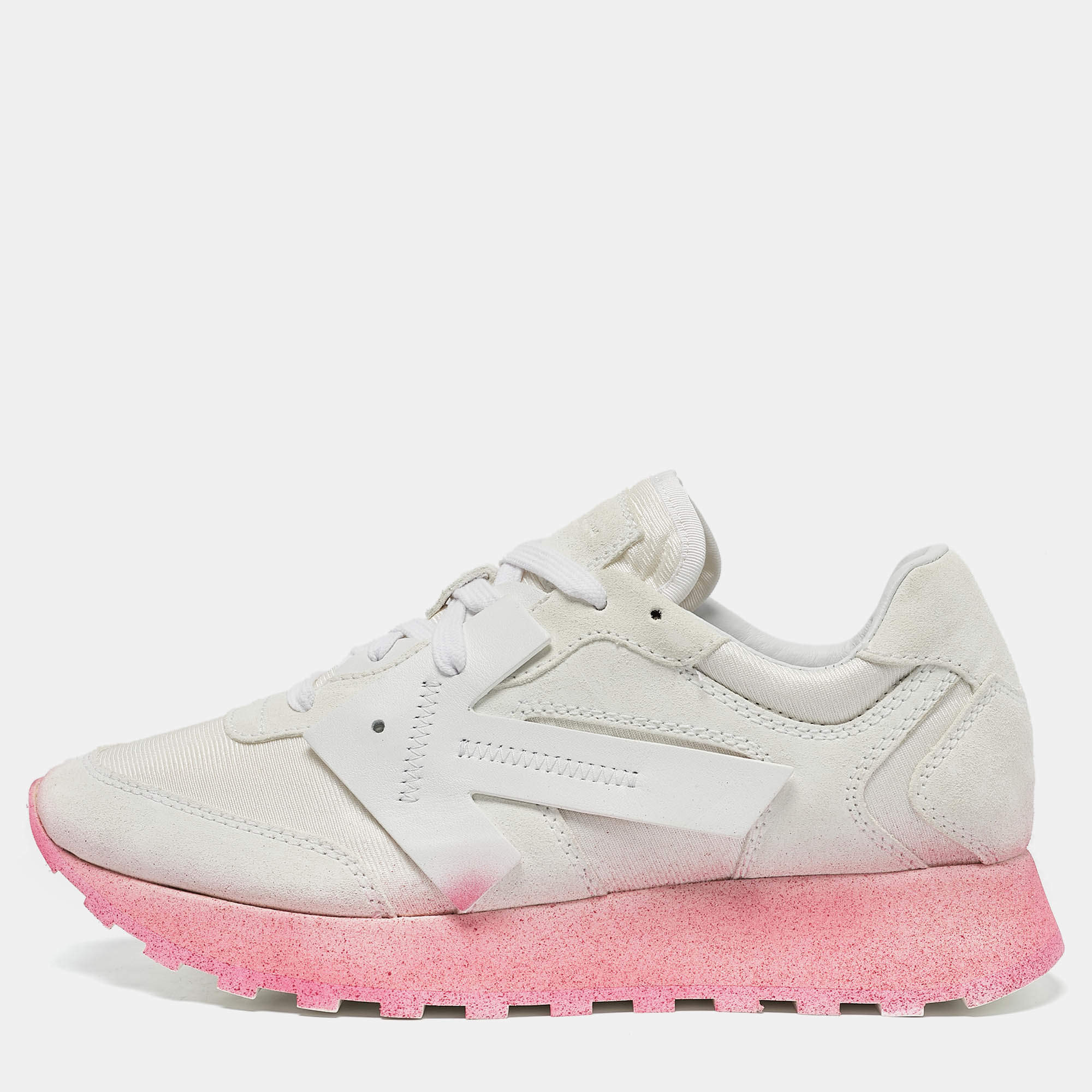 Off-White White Fabric and Suede Degrade HG Runner Sneakers Size 40