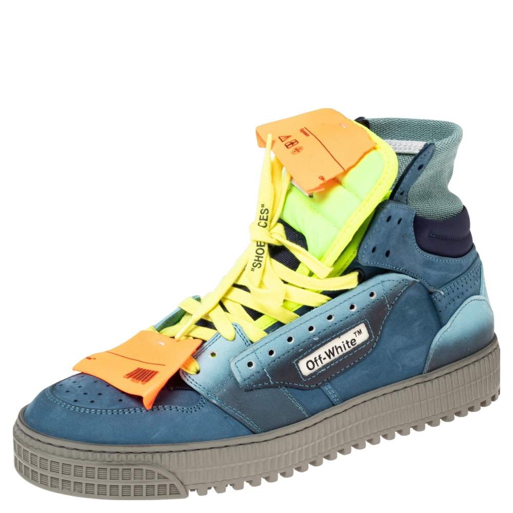 مملوكة مسبقًا Off-White Multicolor Nubuck Leather Off-Court 3.0 High-Top Sneakers Size 39