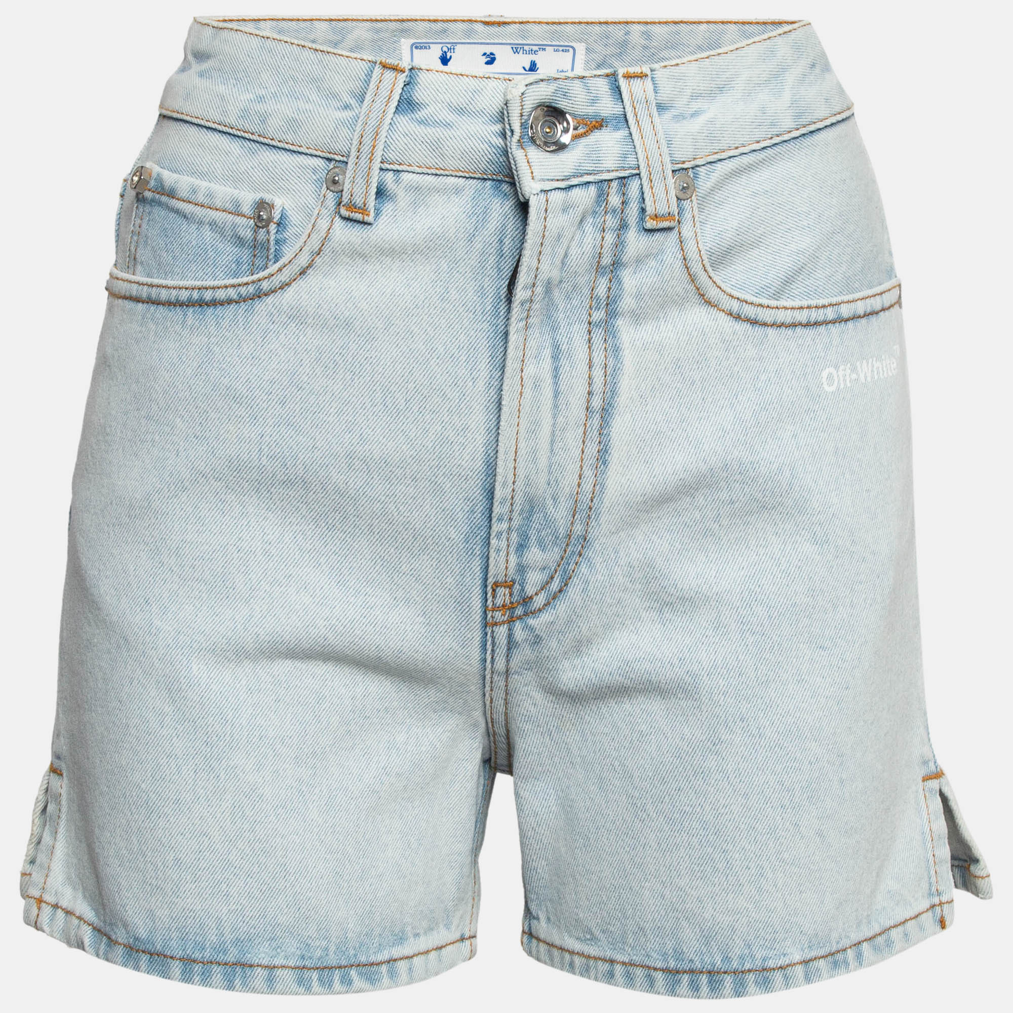 Pre Owned Off-White Blue Denim Diag Straight Shorts S