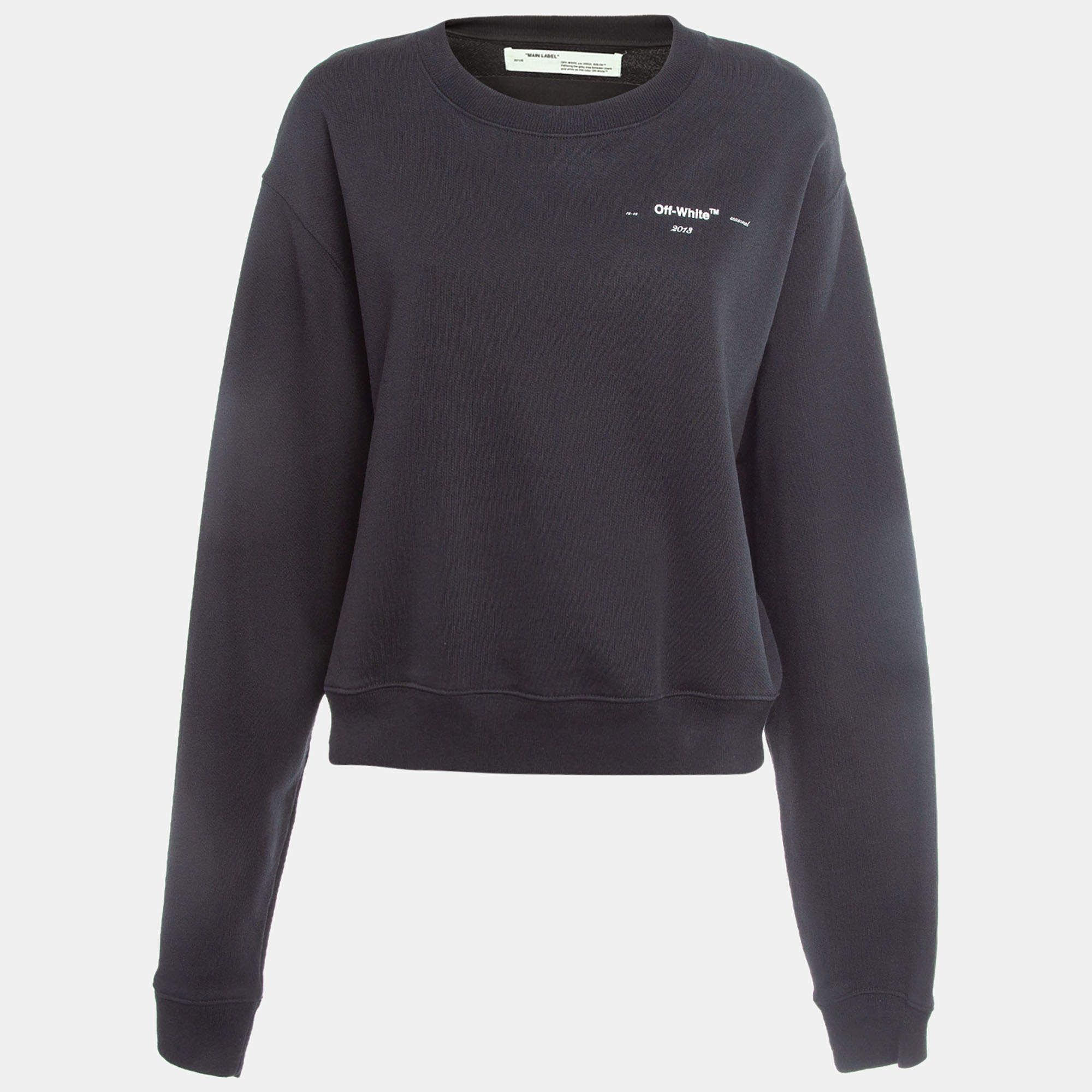Off-White Black Leaves Arrows Embossed Crewneck Sweatshirt M