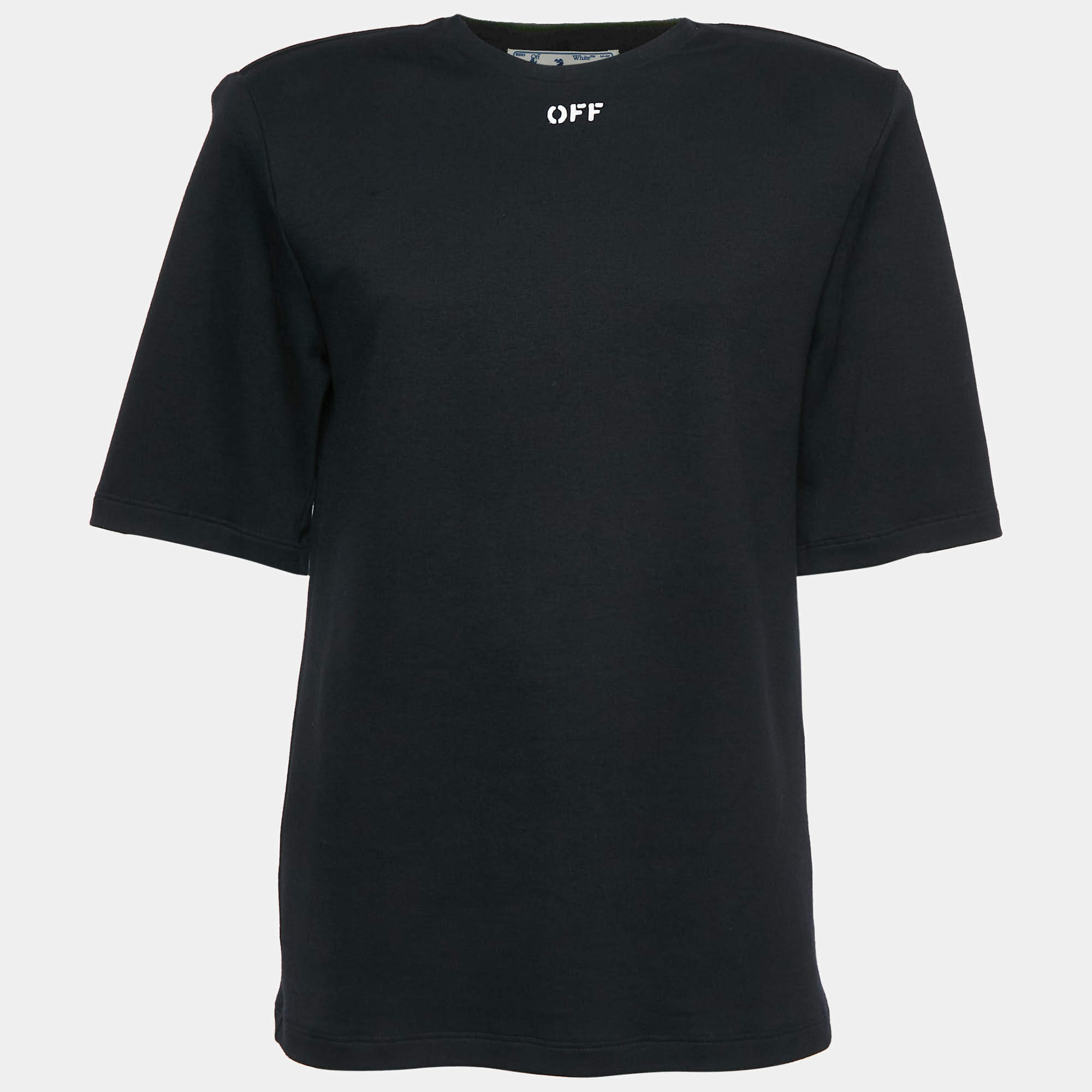 مملوكة مسبقًا Off-White Black Off Print Cotton Crew Neck T-Shirt M