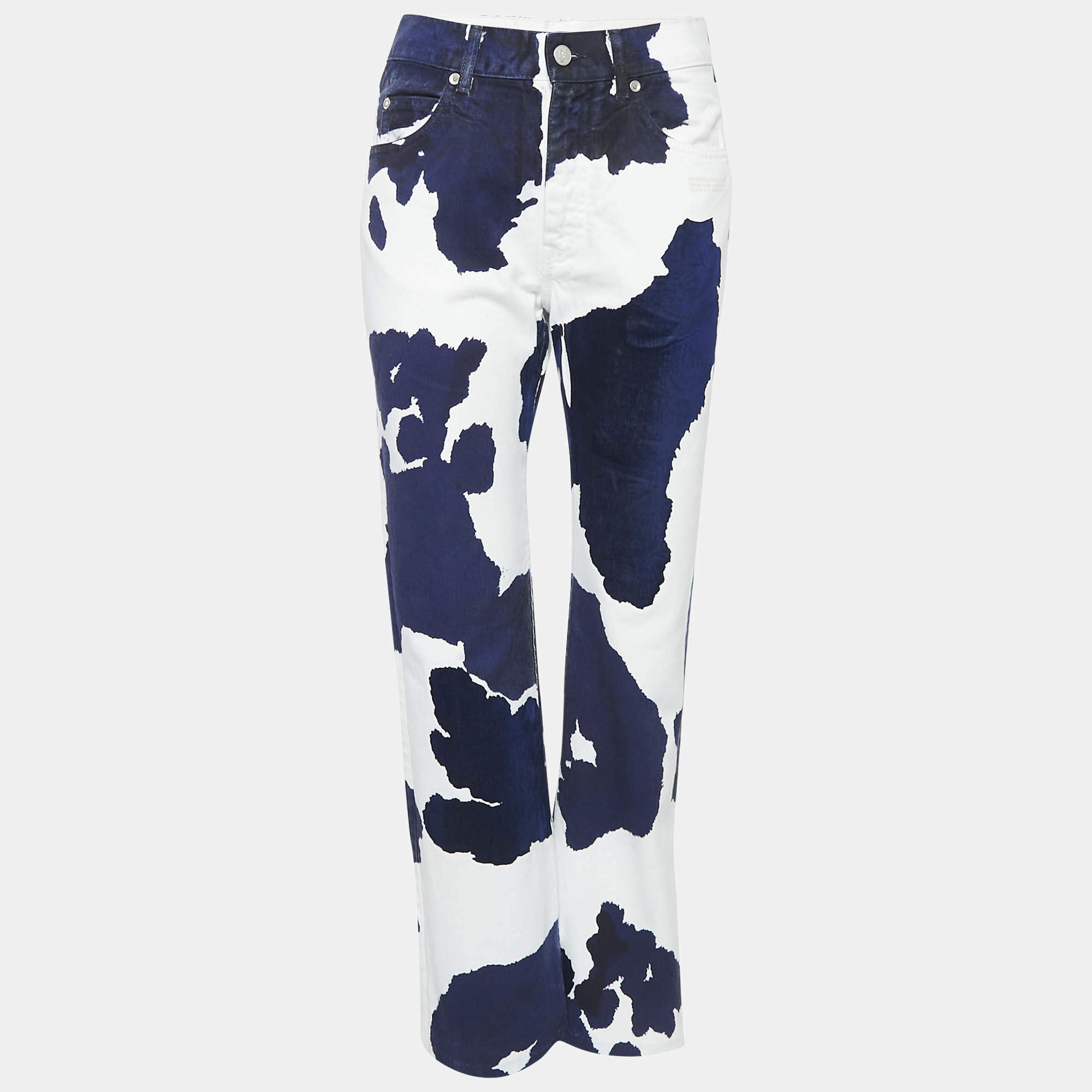 Off-White White Cow Print Denim Straight Leg Jeans M Waist 27"