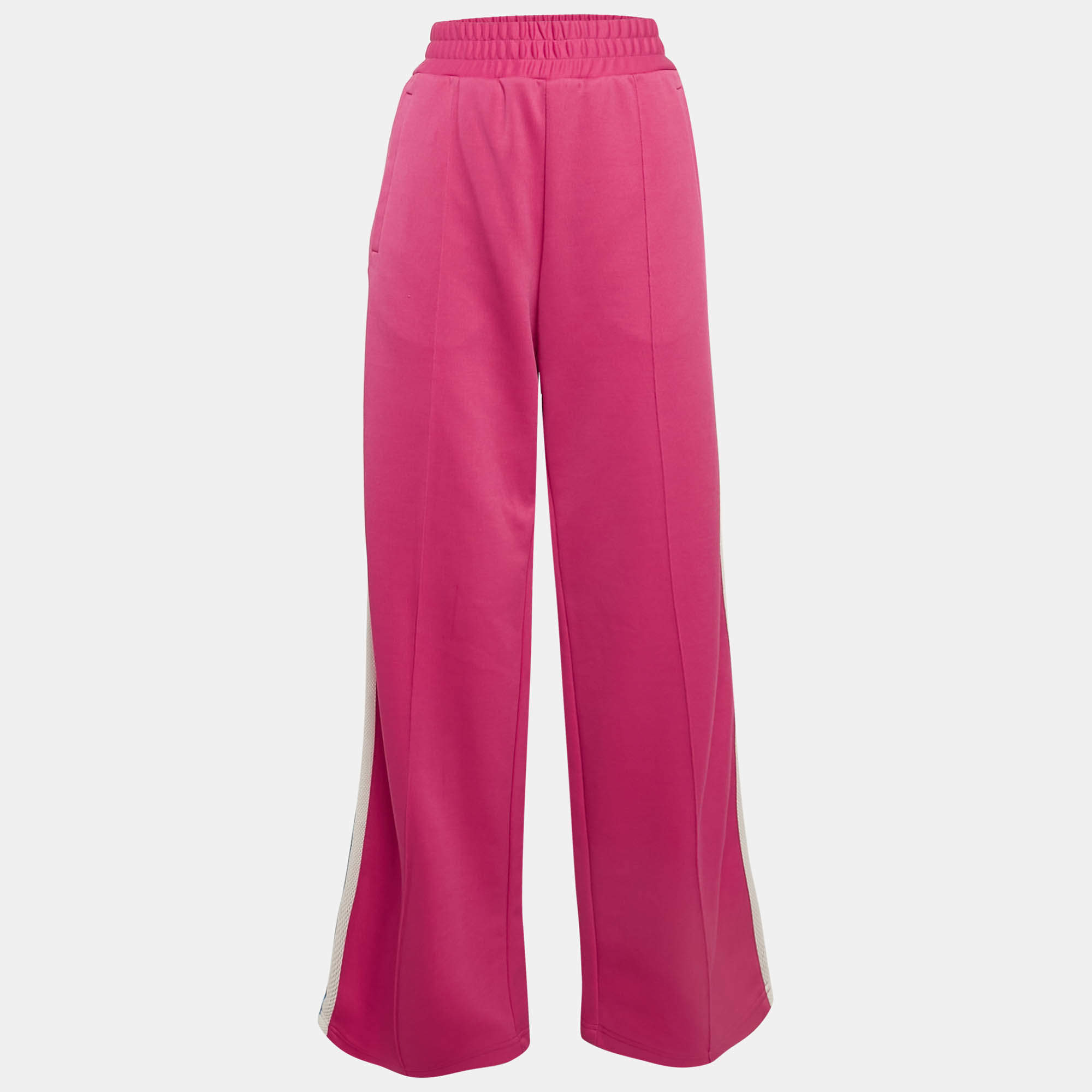 Off-White Pink Cotton Jersey Side Striped Track Pants L
