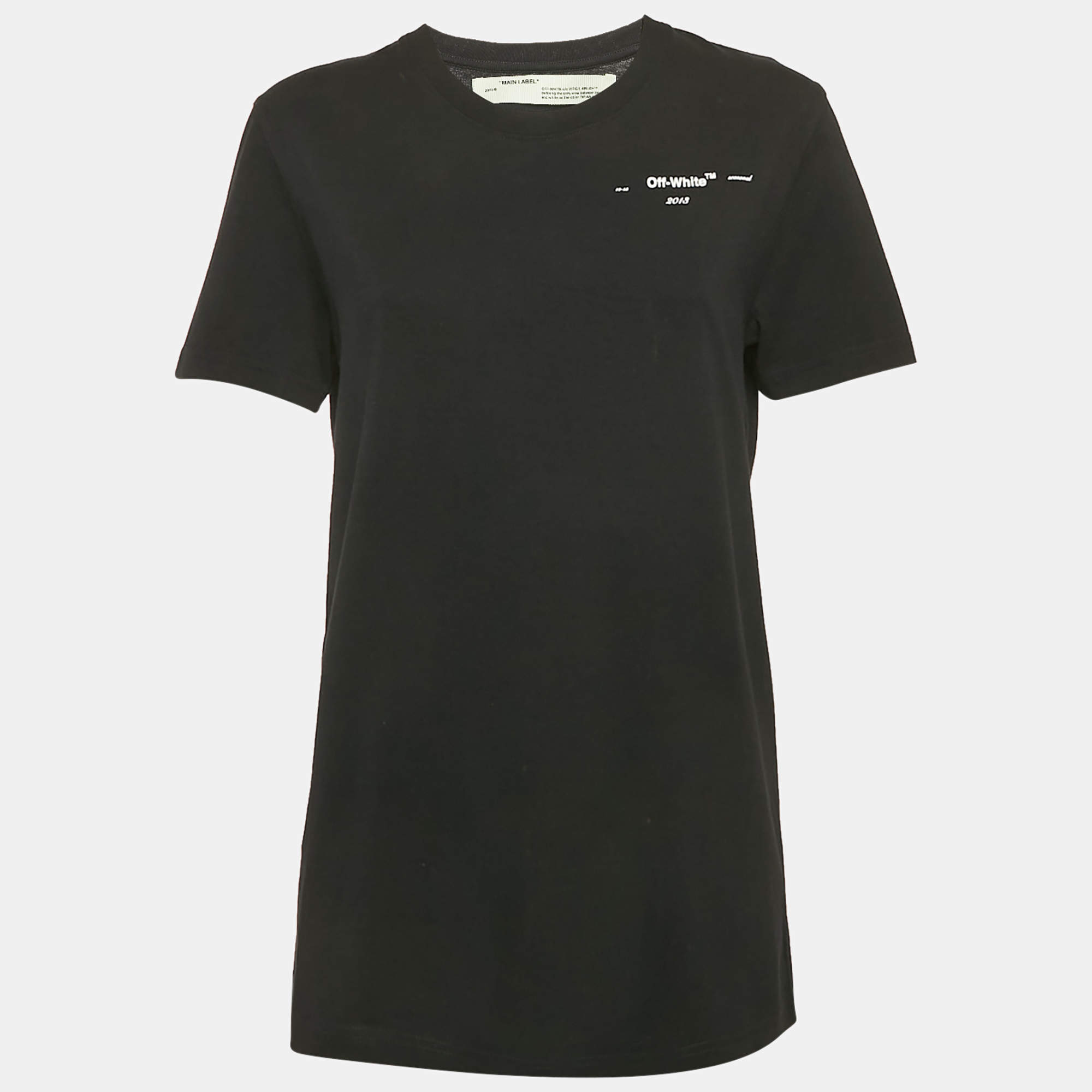 Off-White Black Leaf Embossed Jersey Crewneck T-Shirt M 