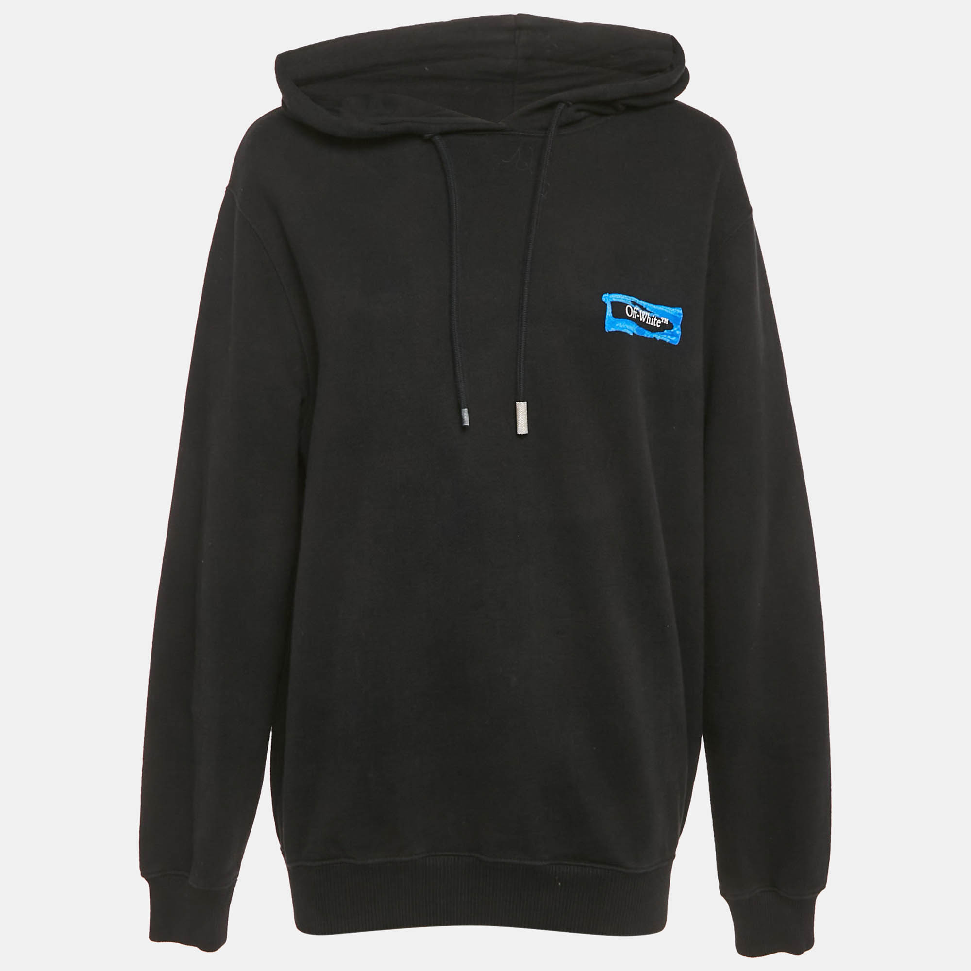 Pre Owned Off-White Black Painted Arrows Cotton Reg Hoodie S