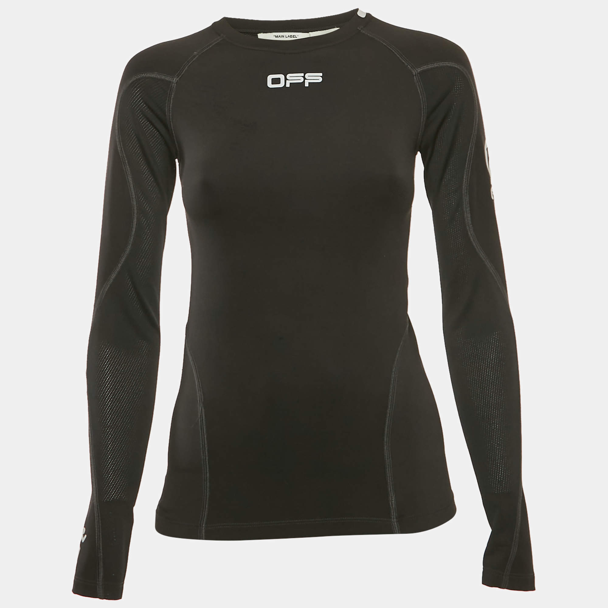 Pre Owned Off-White Black Jersey Long Sleeve T-Shirt XS