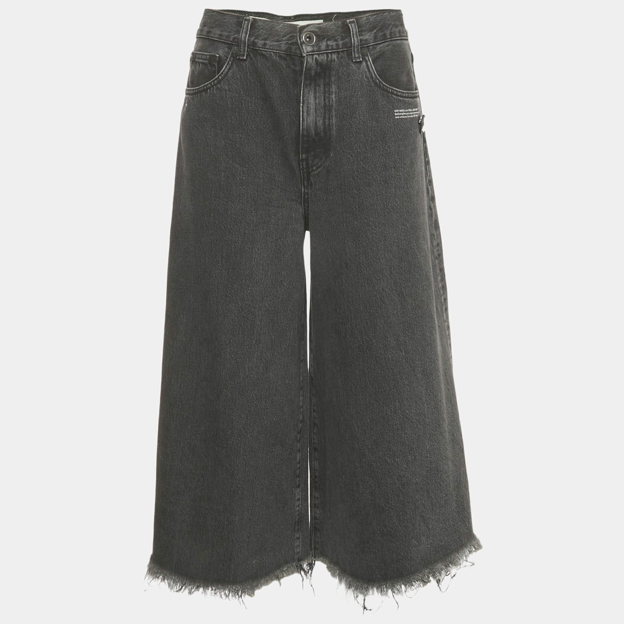 Pre Owned Off-White Black Faded Denim Culottes Jeans M Waist 29"