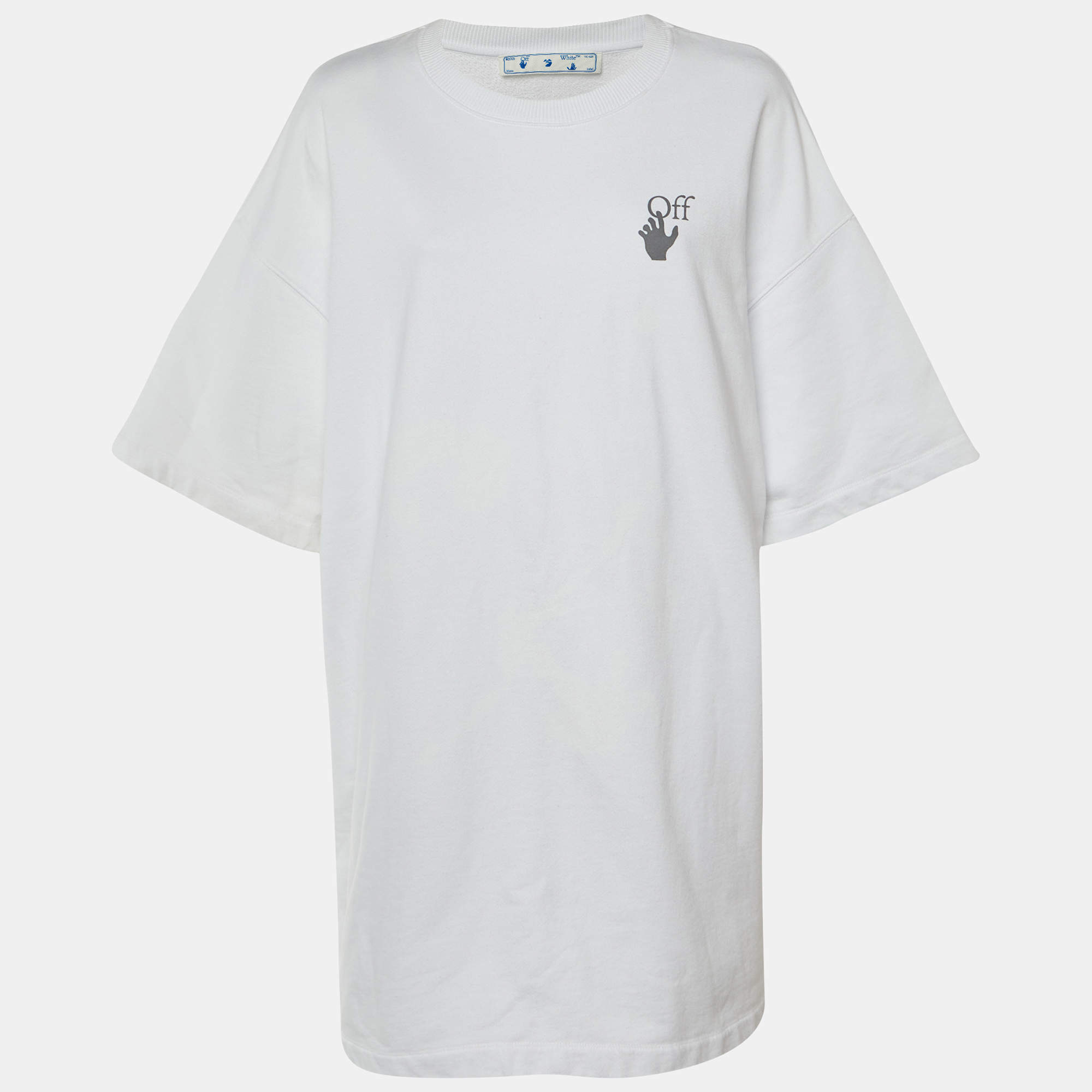 مملوكة مسبقًا Off-White White Arrow Print Cotton T-Shirt Dress M