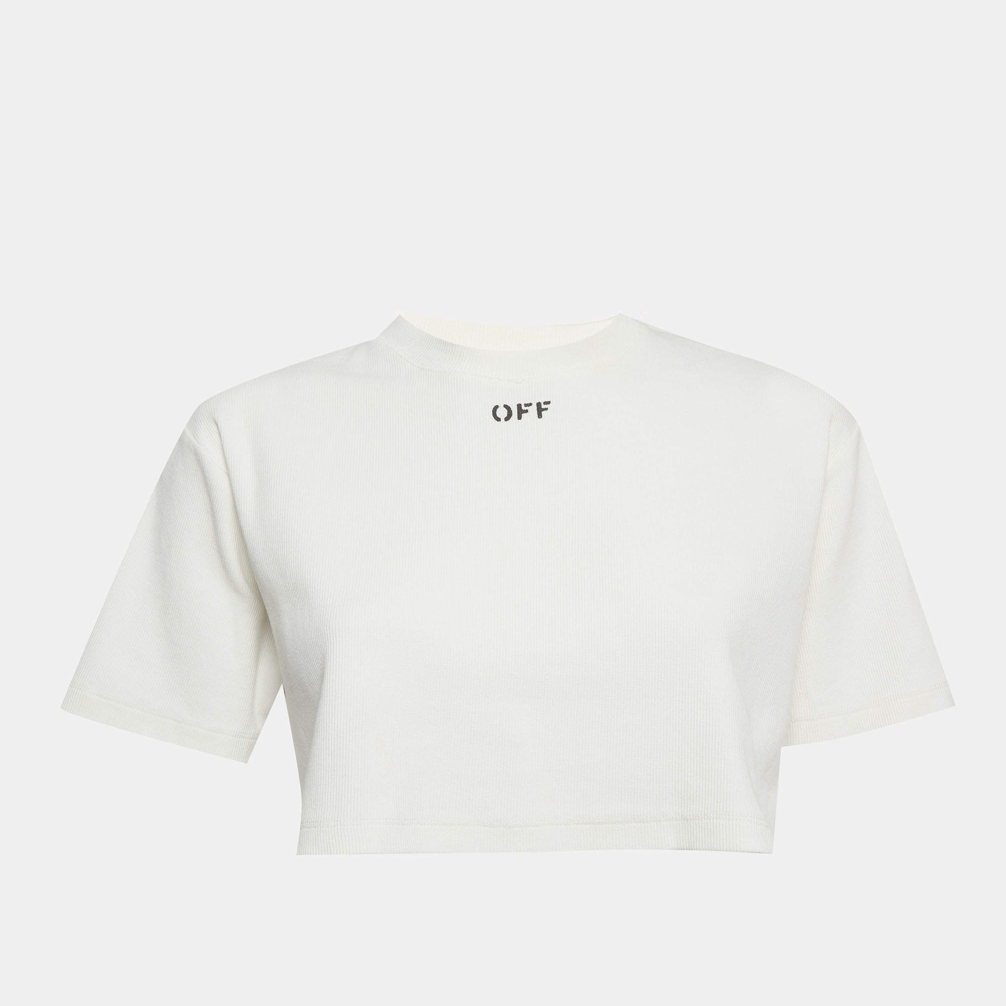 Pre Owned توب أُوف وايت ريب نيت أبيض بشعار مقتصر مقاس صغير