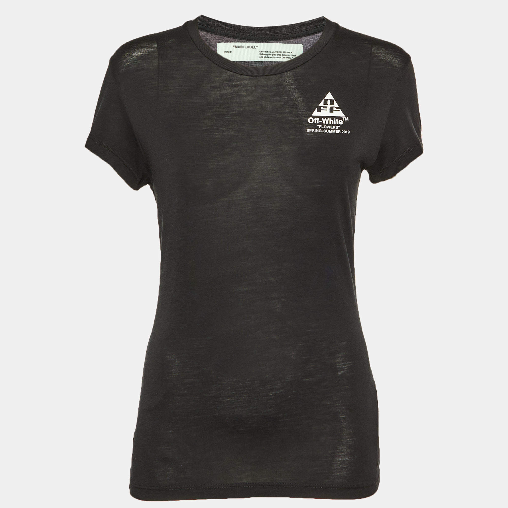 Pre Owned قميص أوف وايت تريكو مطبع بالزهور سهم أسود ملائم مقاس صغير - سمول