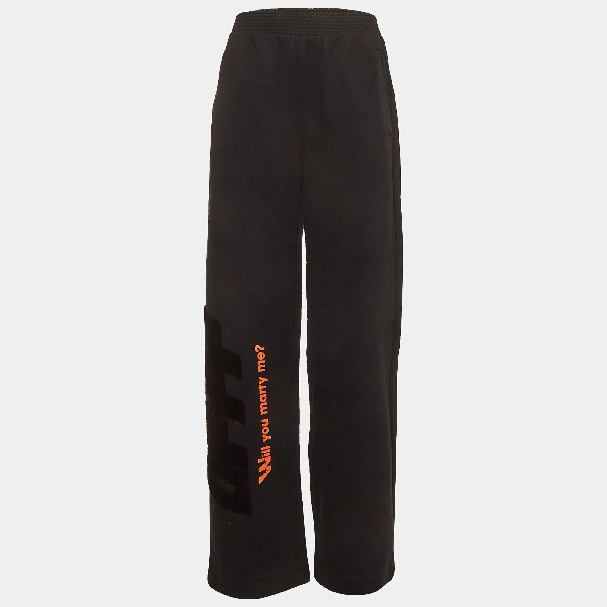 Pre Owned Off-White Black Logo Applique Cotton Modern Obstacles Track Pants S