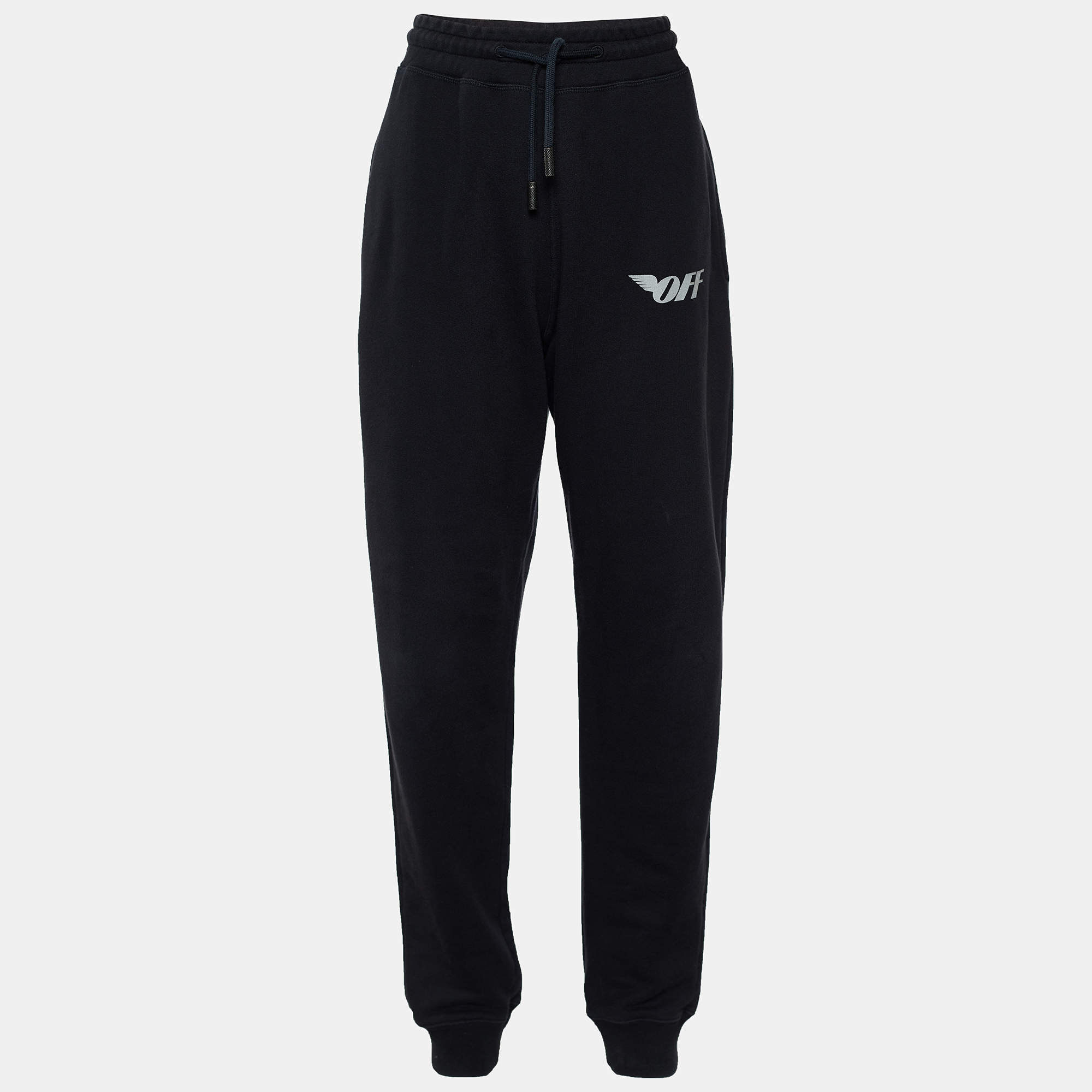Off-White Black Cotton Knit Logo Track Pant M