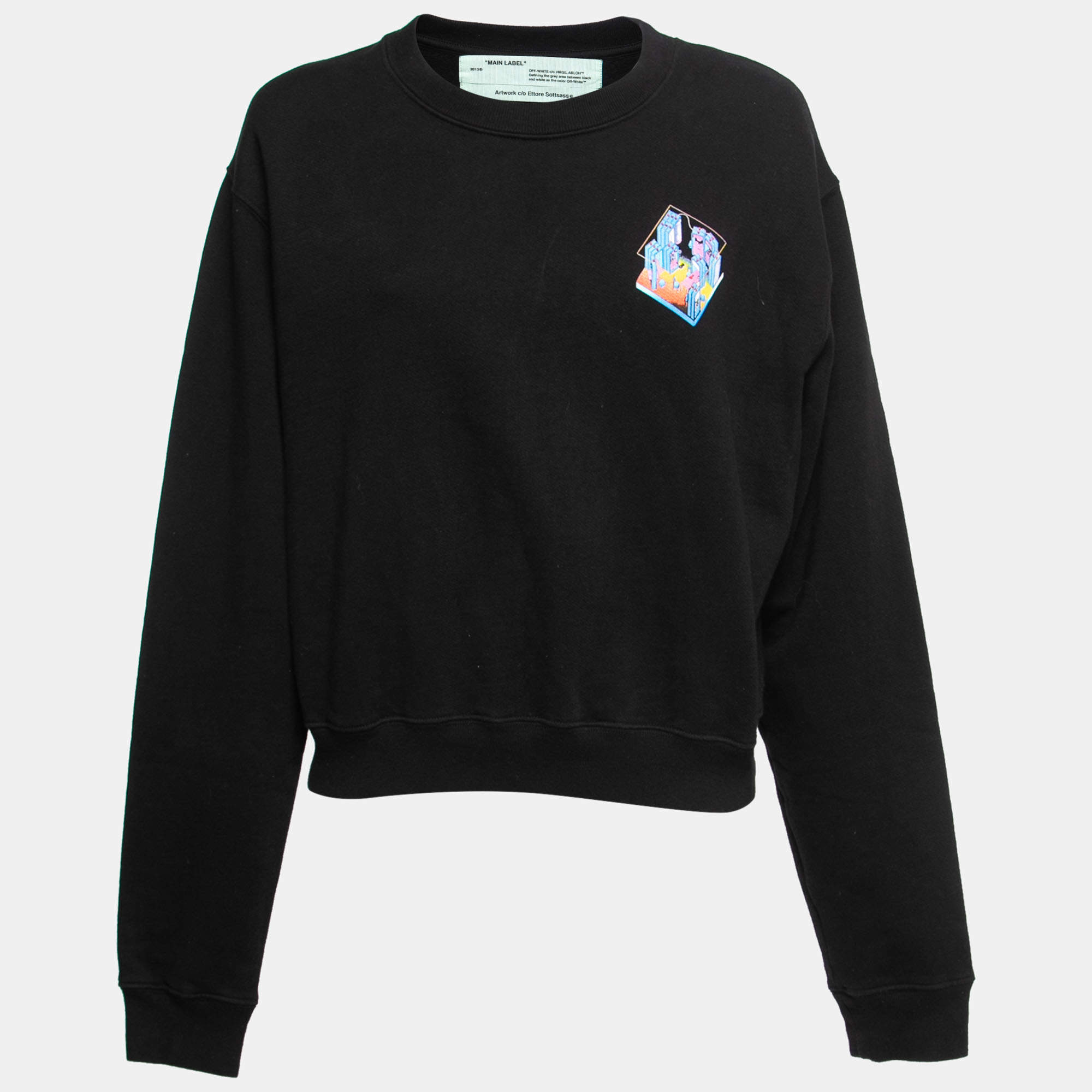 Pre Owned Off-White Black Printed Cotton Sweatshirt M