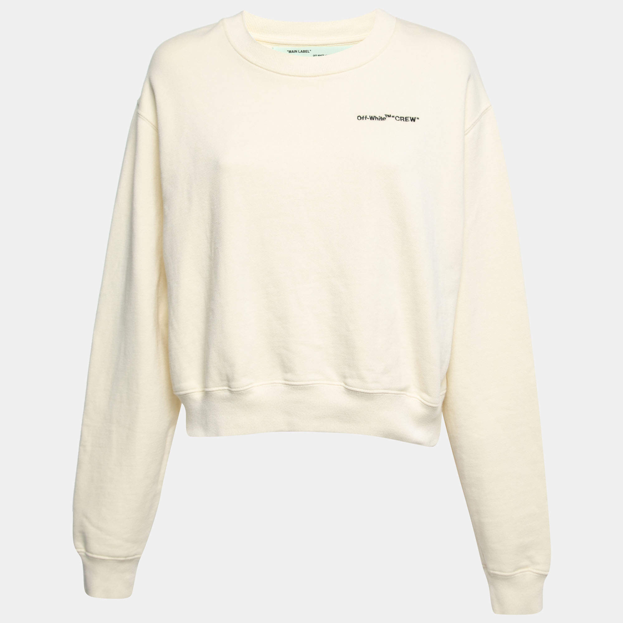 Off-White Cream Cotton Embroidered Sweatshirt M