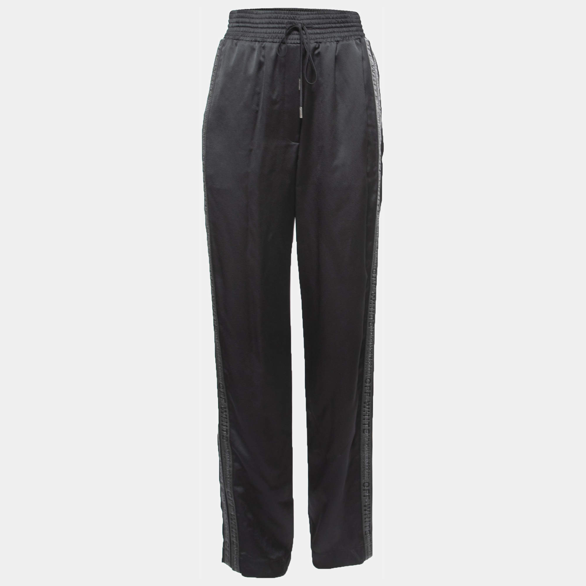Off-White Black Synthetic Logo Side Stripe Detail Track Pants S