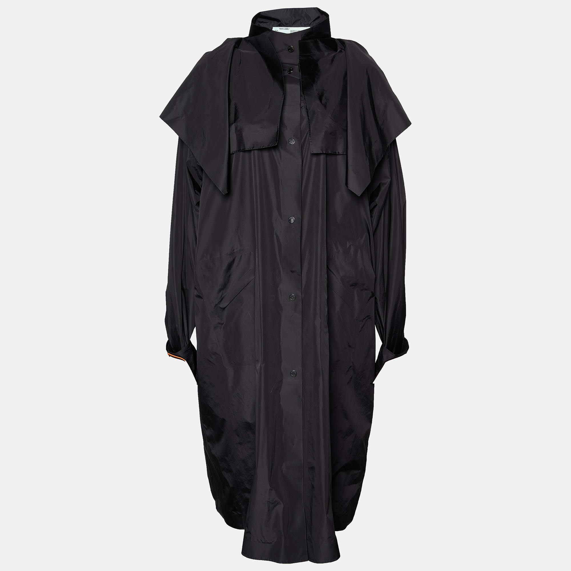 Pre Owned Off-White Black Nylon Hooded Oversized Coat  M