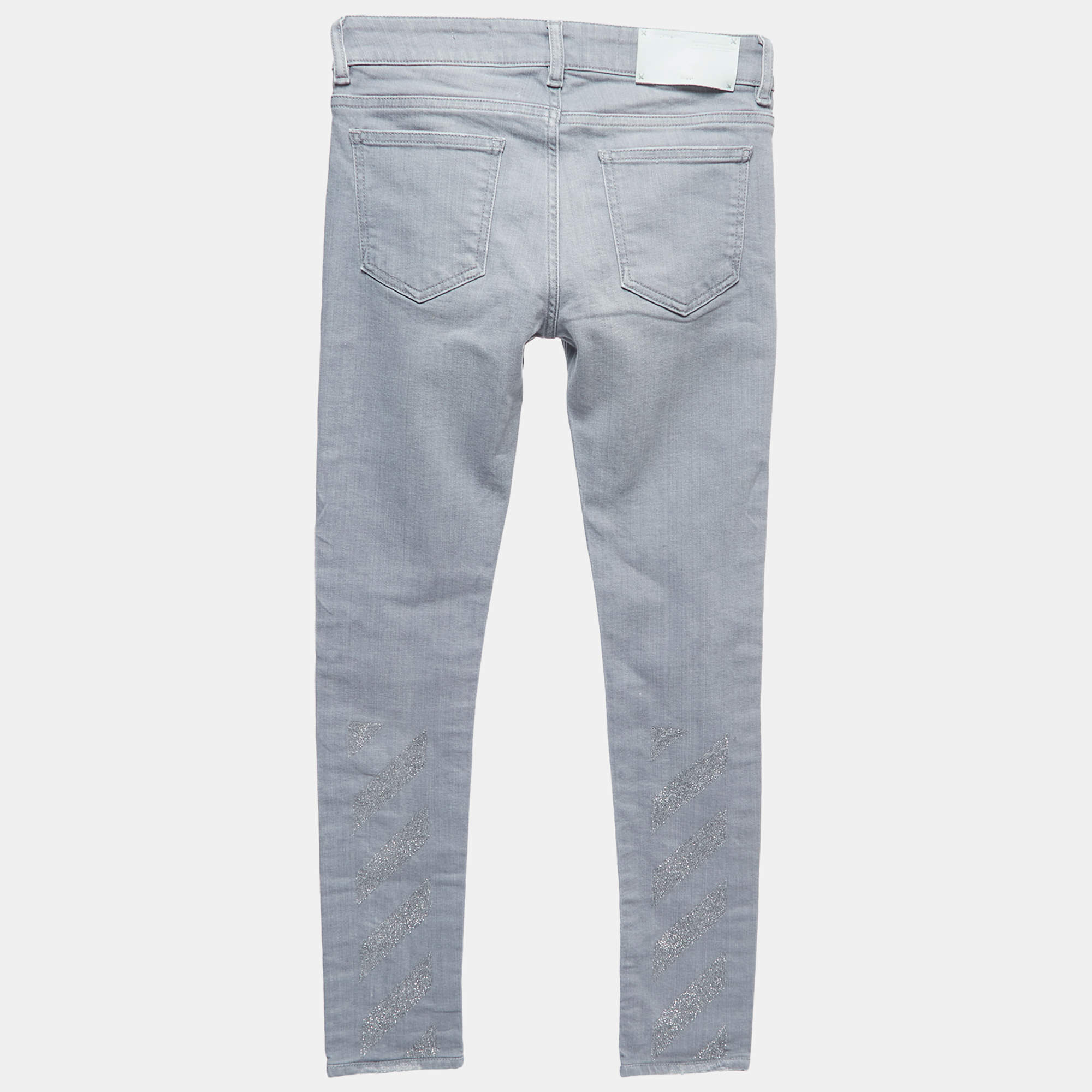 Off-White Grey Denim Skinny Jeans S Waist 26