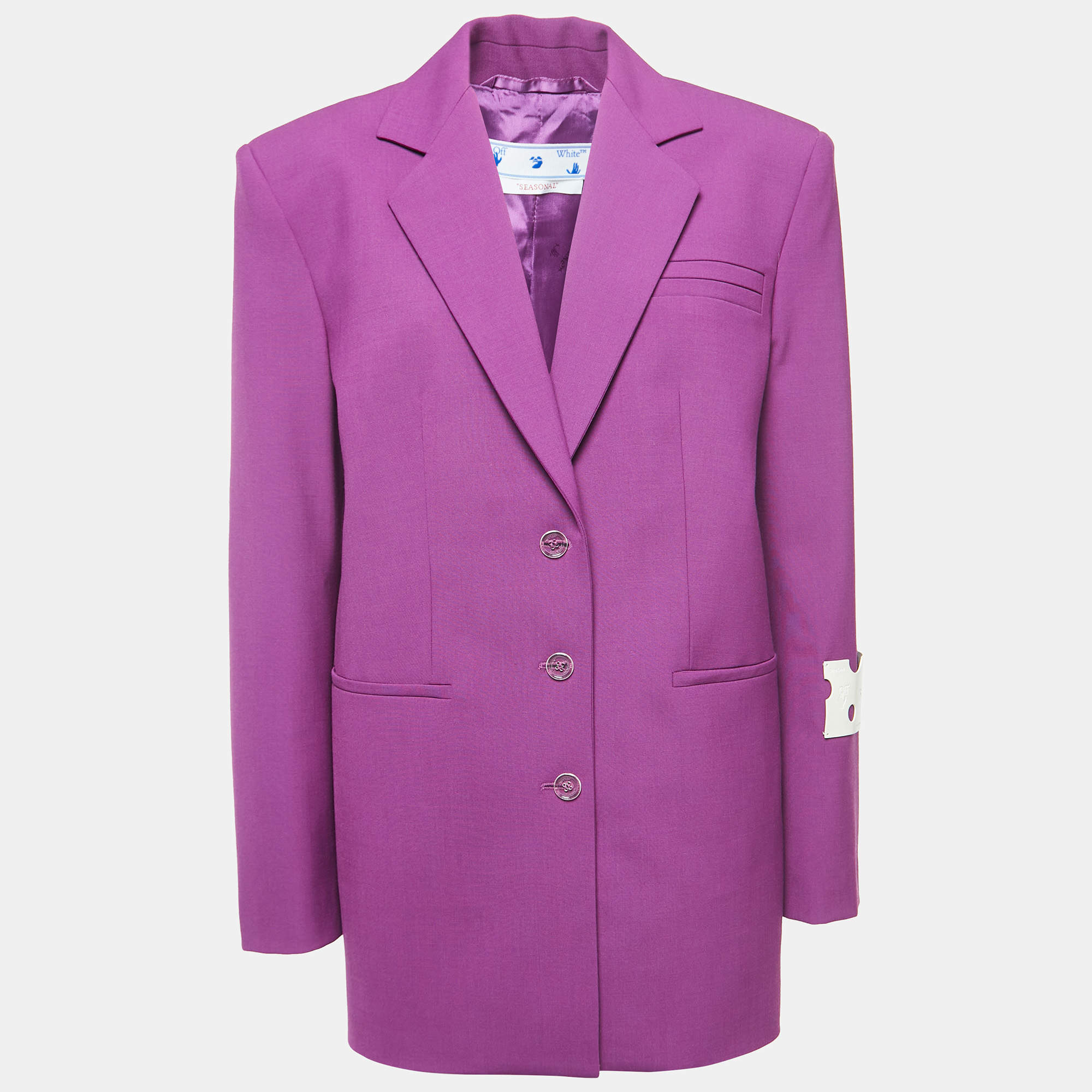 Off-White Purple Crepe Oversized Single-Breasted Blazer S