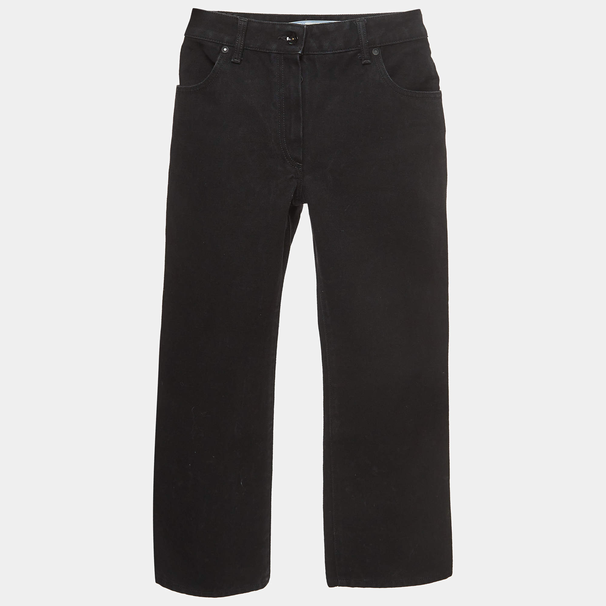 Off-White Black Diagonal Striped Denim High Waist Jeans S Waist 24"