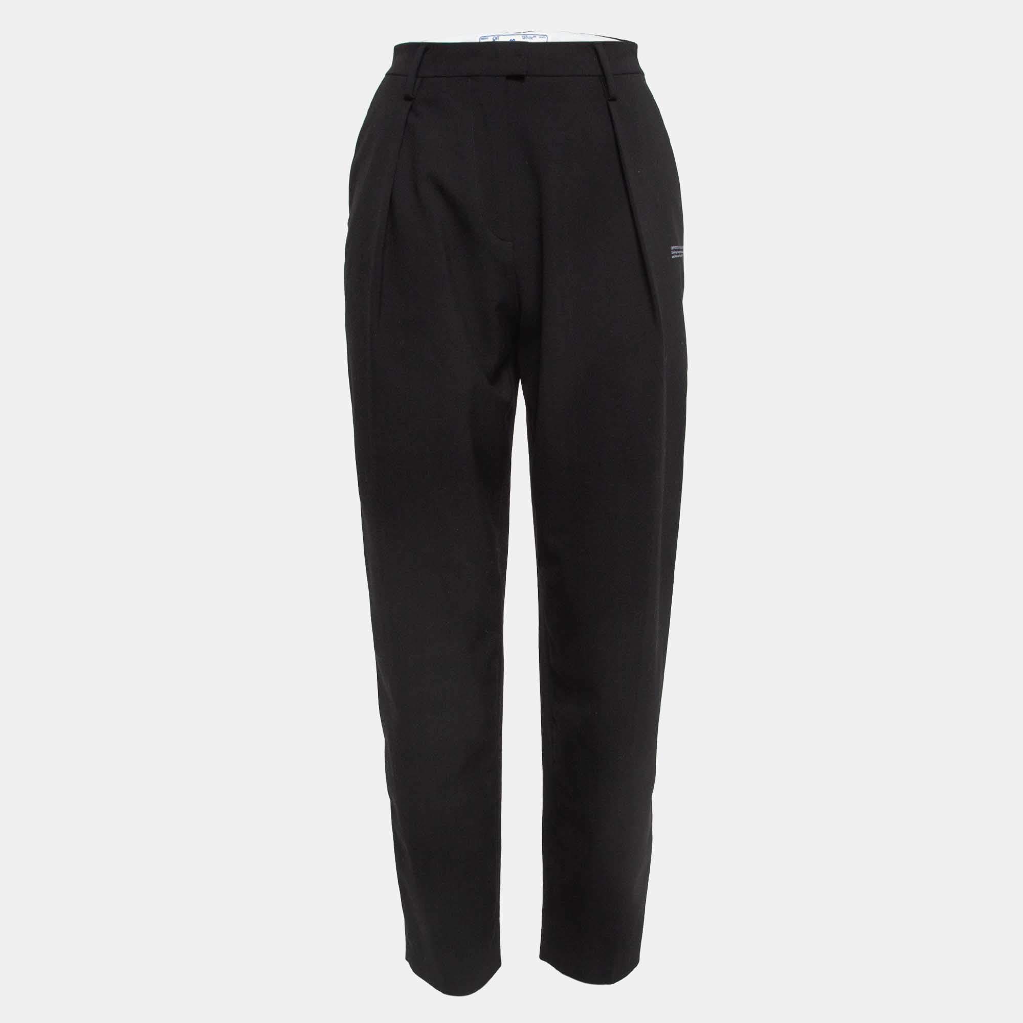 Pre Owned Off-White Black Printed Tapered Formal Trousers S