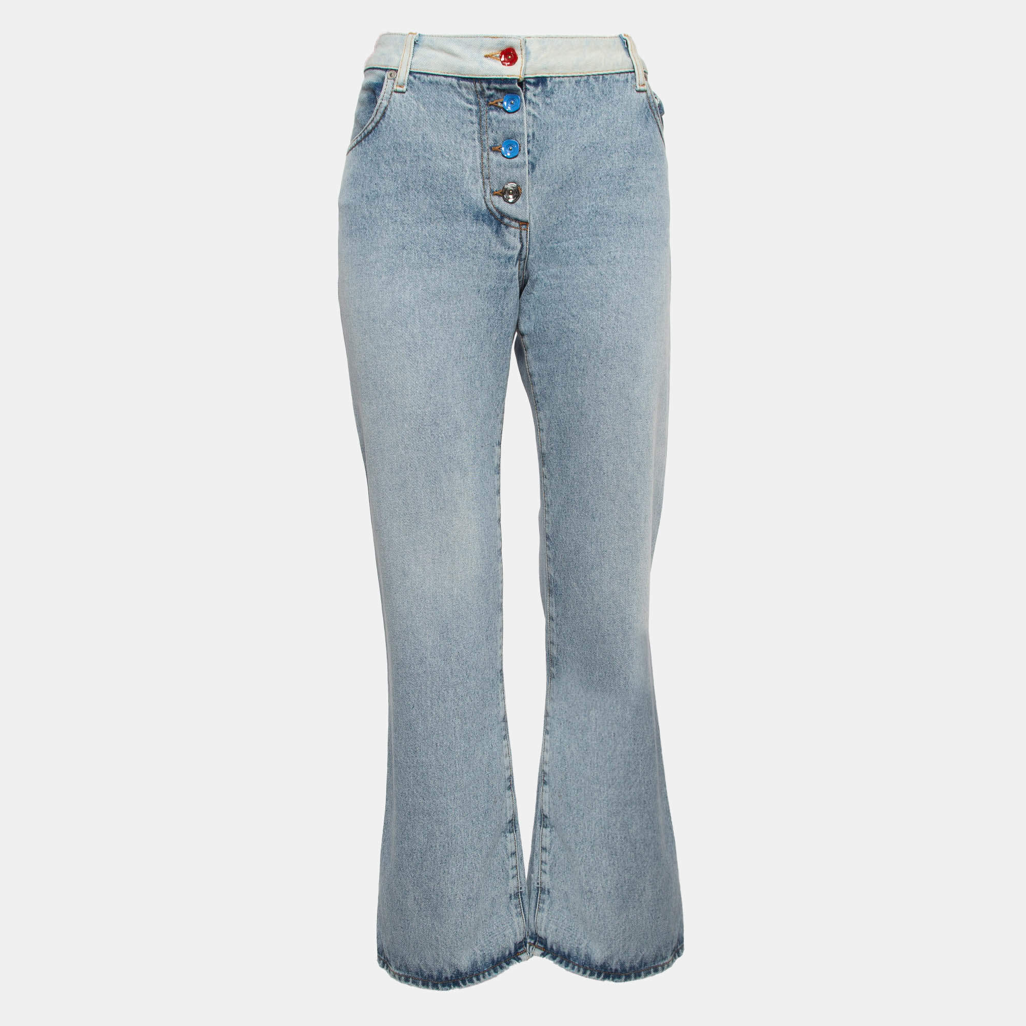 Off-White Light Blue Denim Buttoned Jeans M Waist 30"