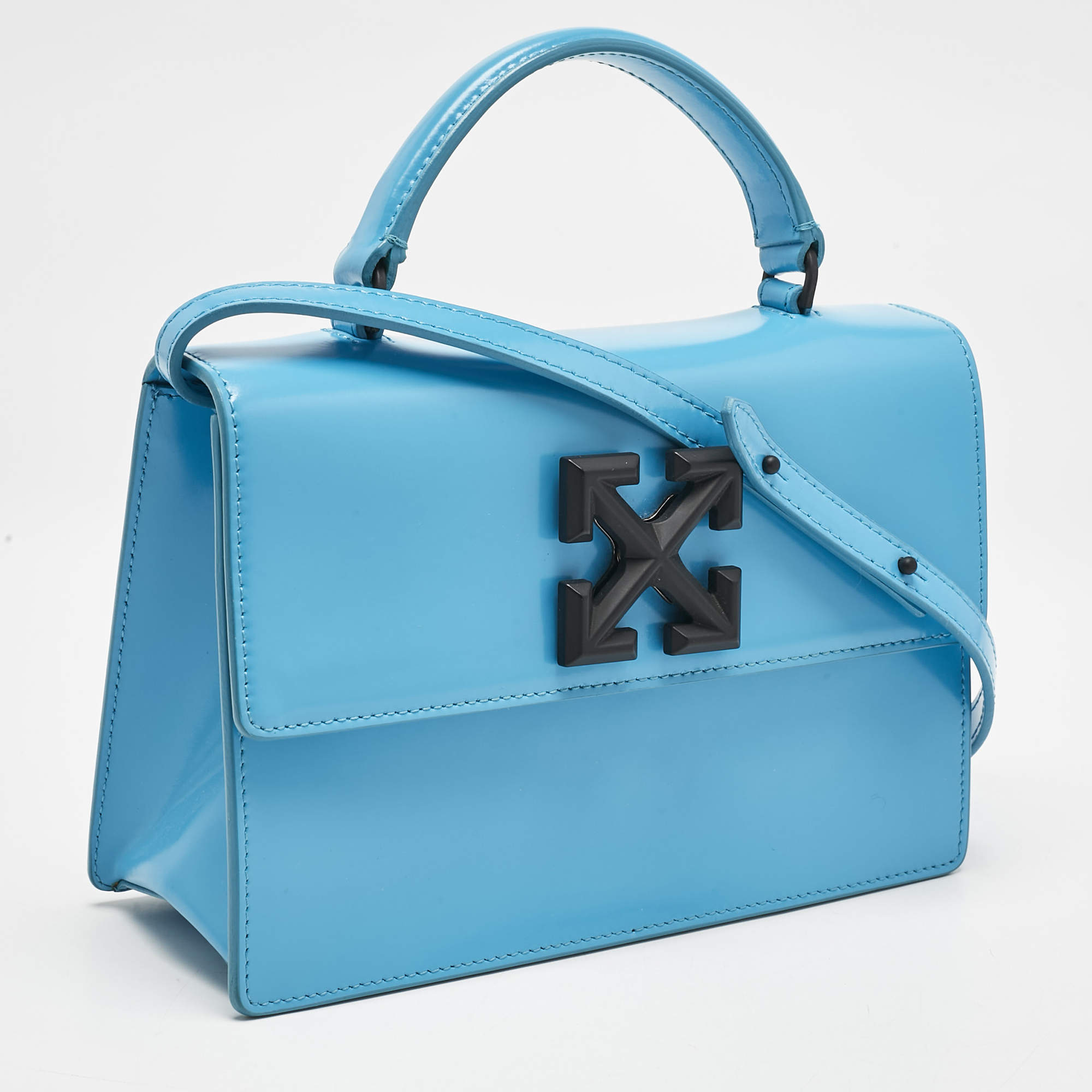 Off-White White Leather Graffiti 2.8 Jitney Top Handle Bag