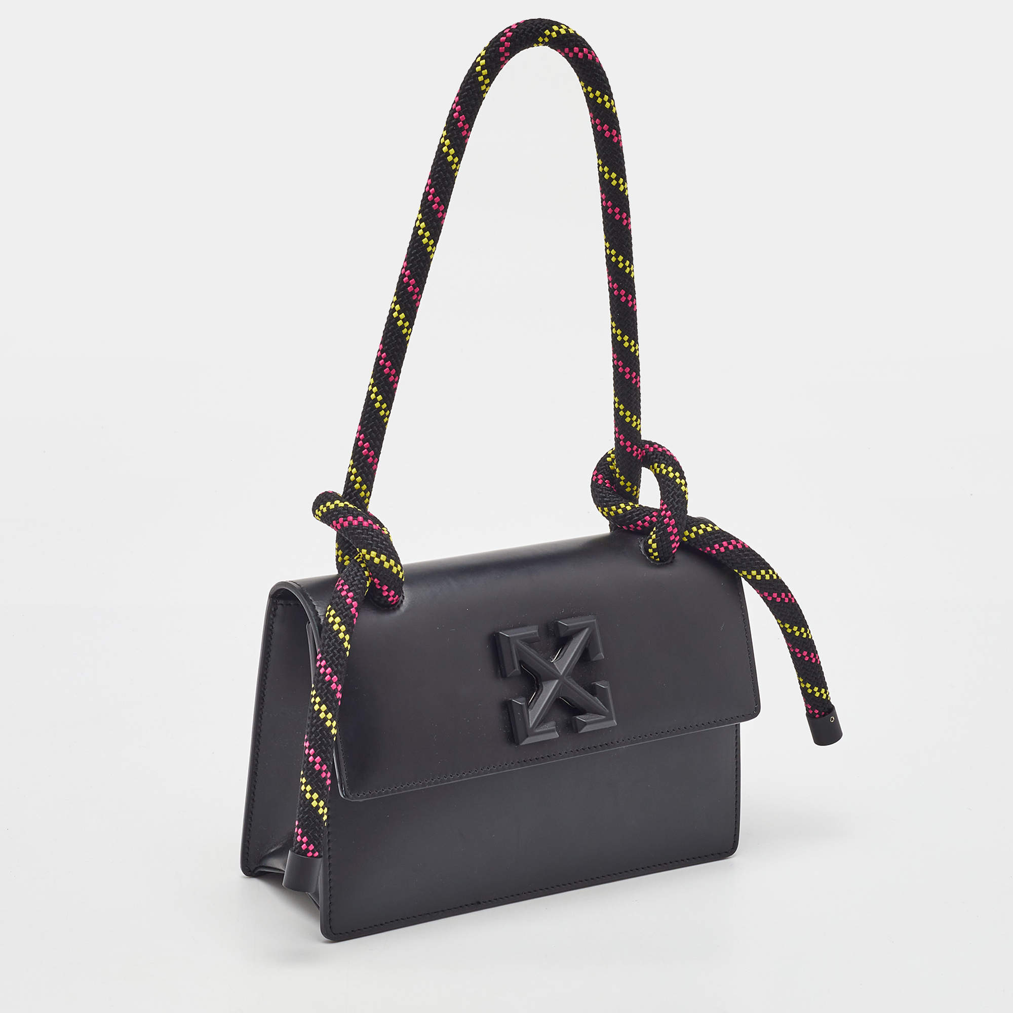 Off-White Black Leather 1.4 Gummy Jitney Top Handle Bag Off