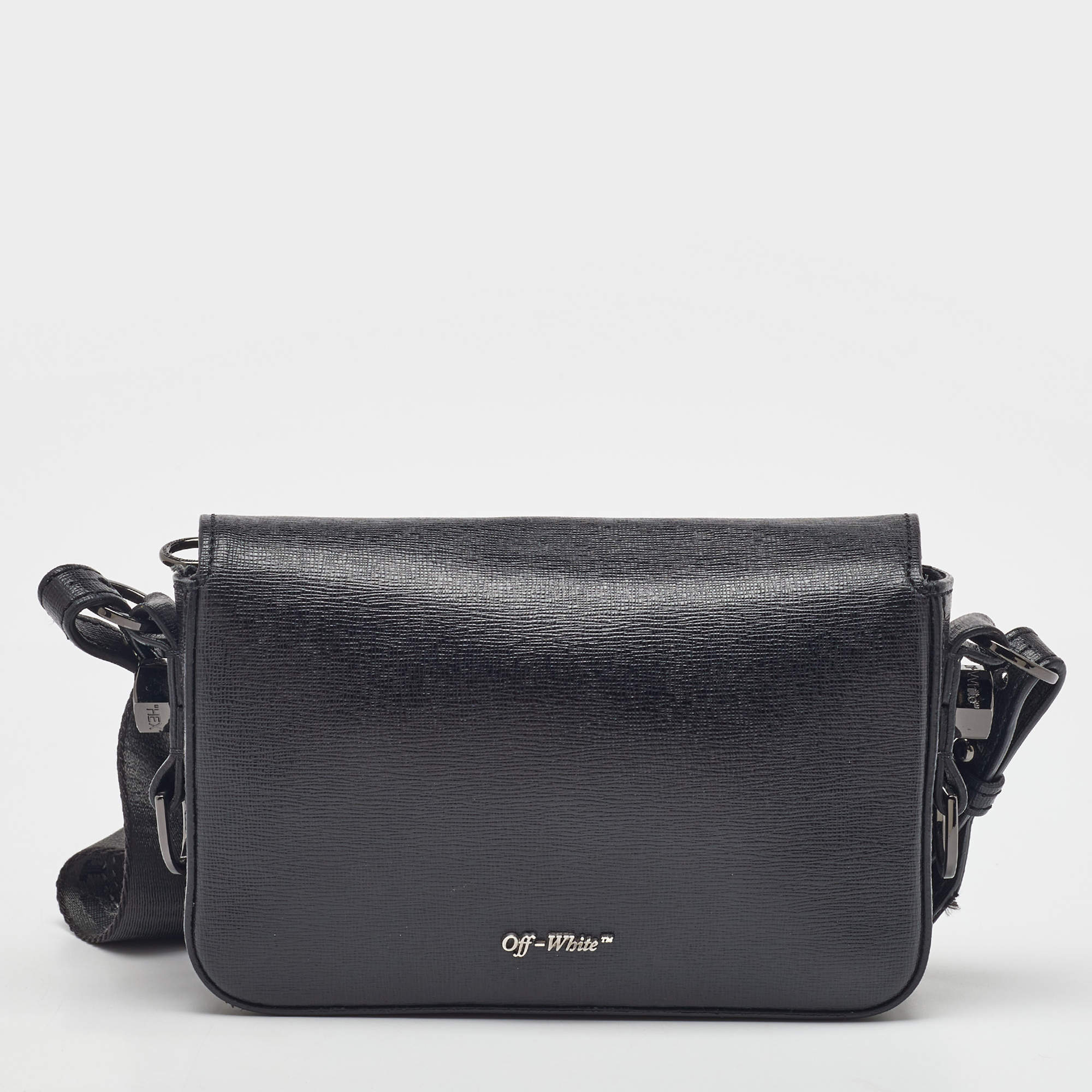 Off-White White Leather Sculpture Cotton Flower Flap Bag Off