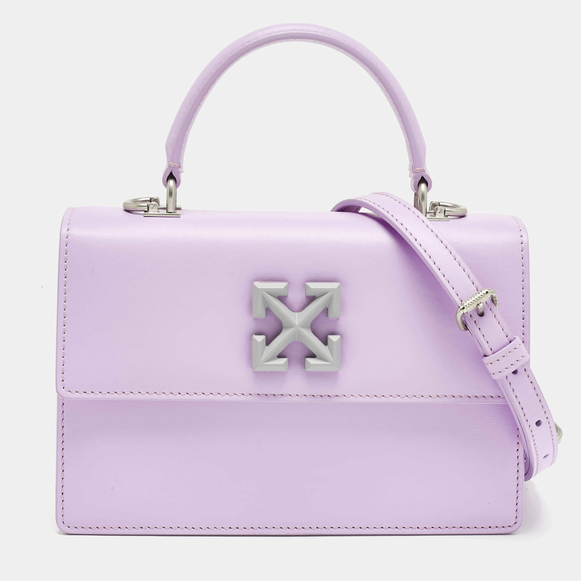 Pre Owned Off-White Lilac Leather 1.4 Jitney Top Handle Bag