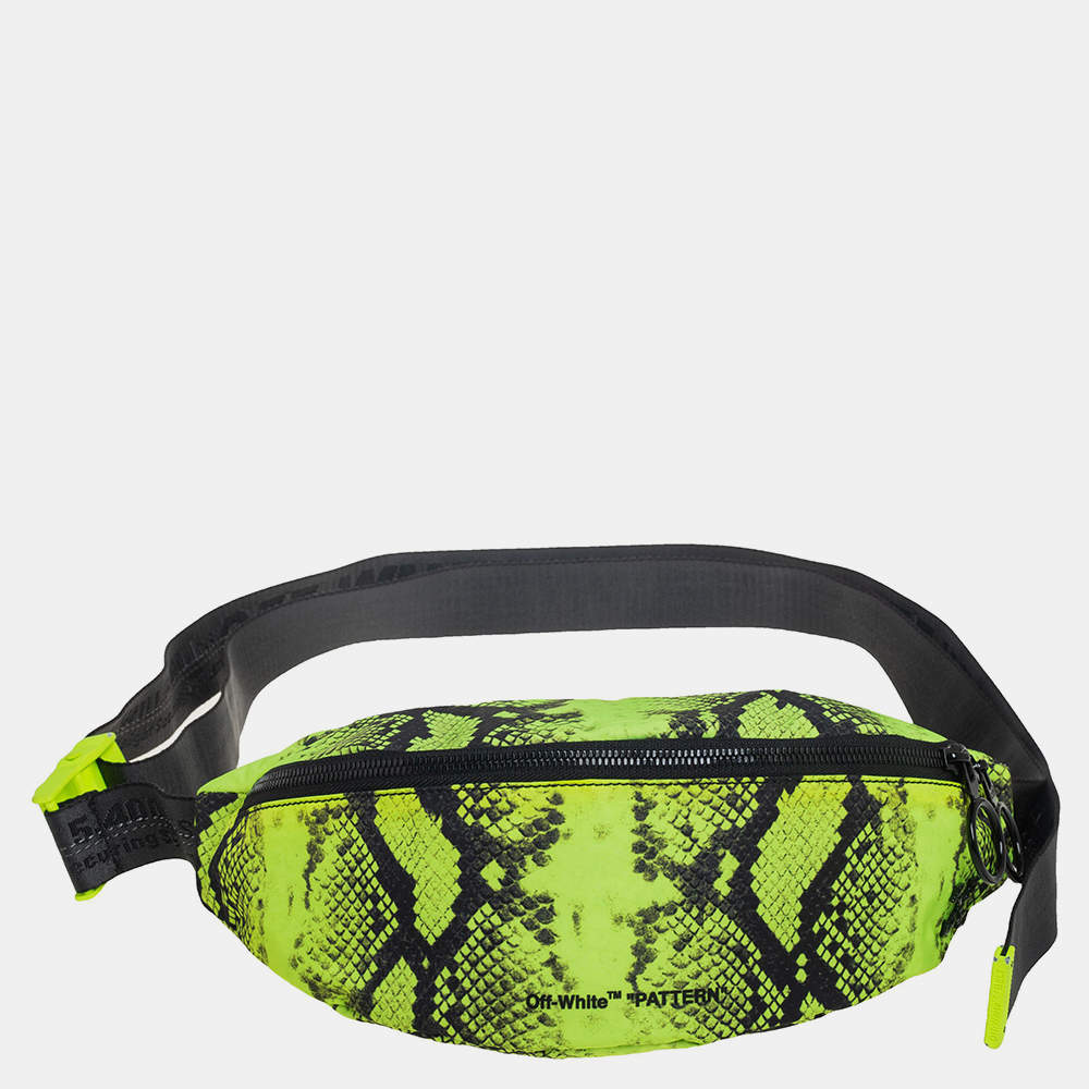 Off-White Neon Green/Black Python Nylon Fanny Pack Belt Bag | TLC