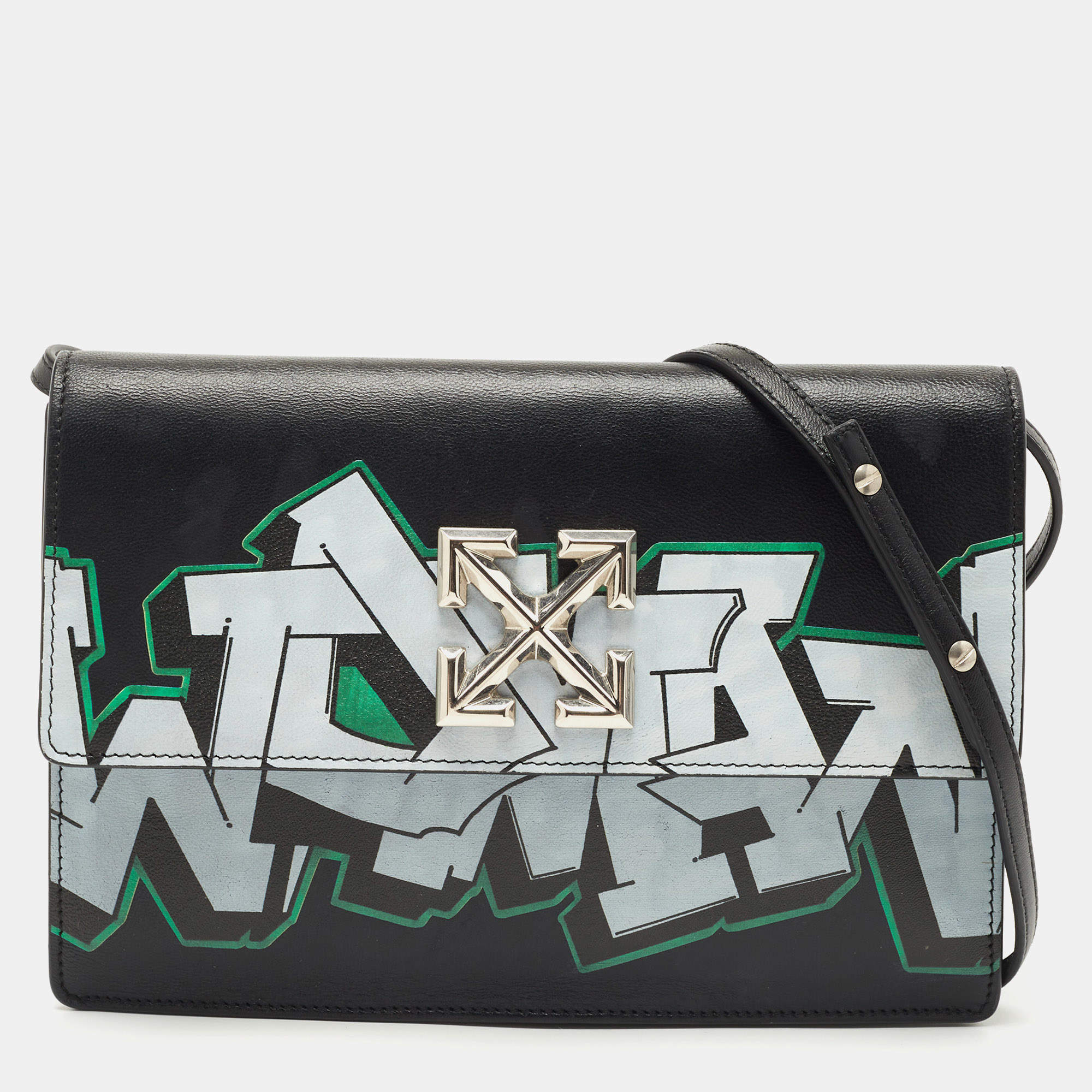 Off-White Black Leather 1.0 Jitney Crossbody Bag