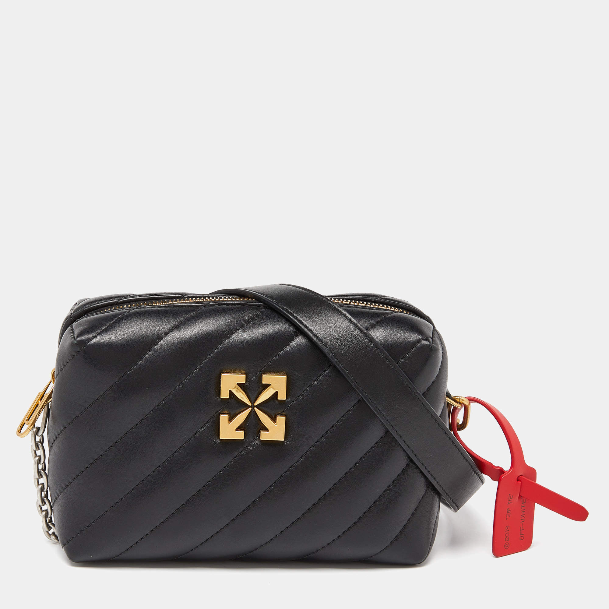 Off-White Black Leather Zip Crossbody bag