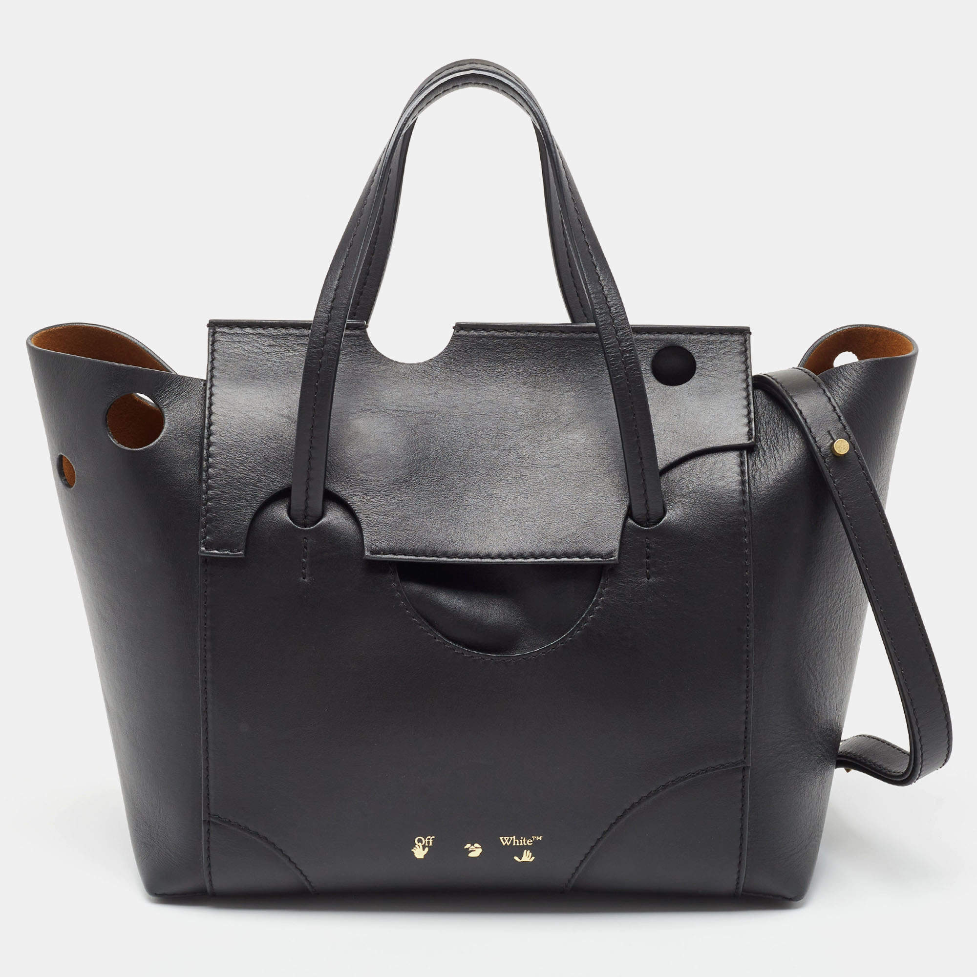 Pre Owned Off-White Black Leather Burrow 32 Tote