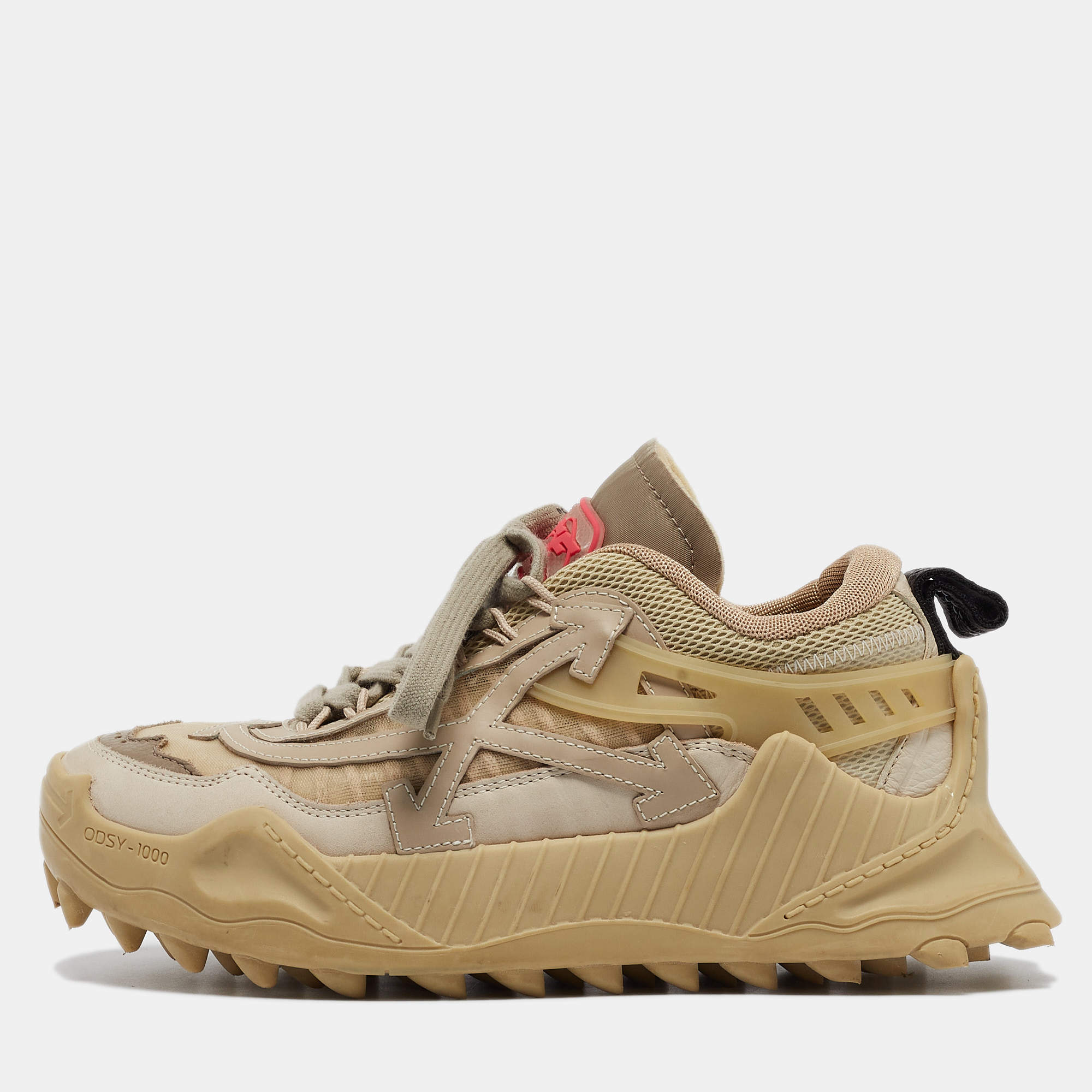 Off-White Beige Mesh and Leather Odsy-1000 Sneakers Size 37