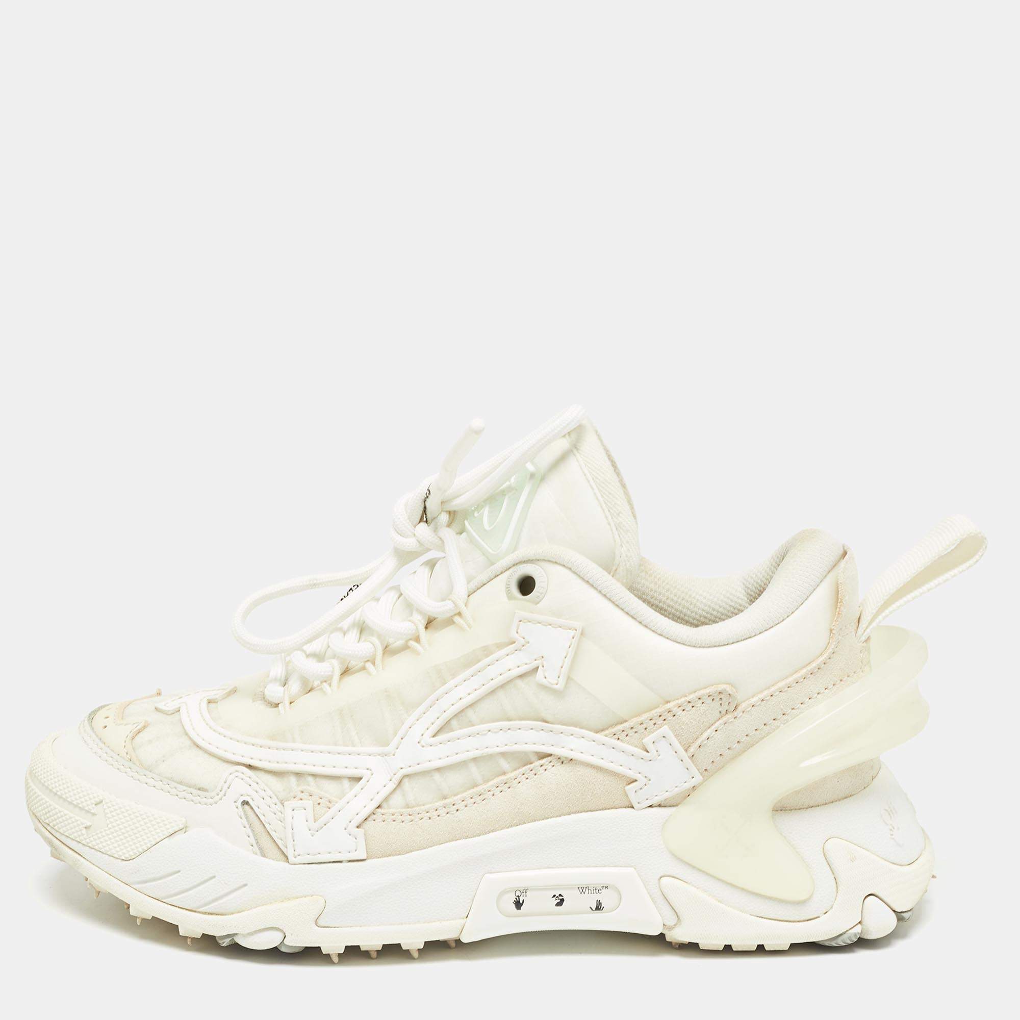 Off-White White Mesh and Leather Odsy-2000 Sneakers Size 37