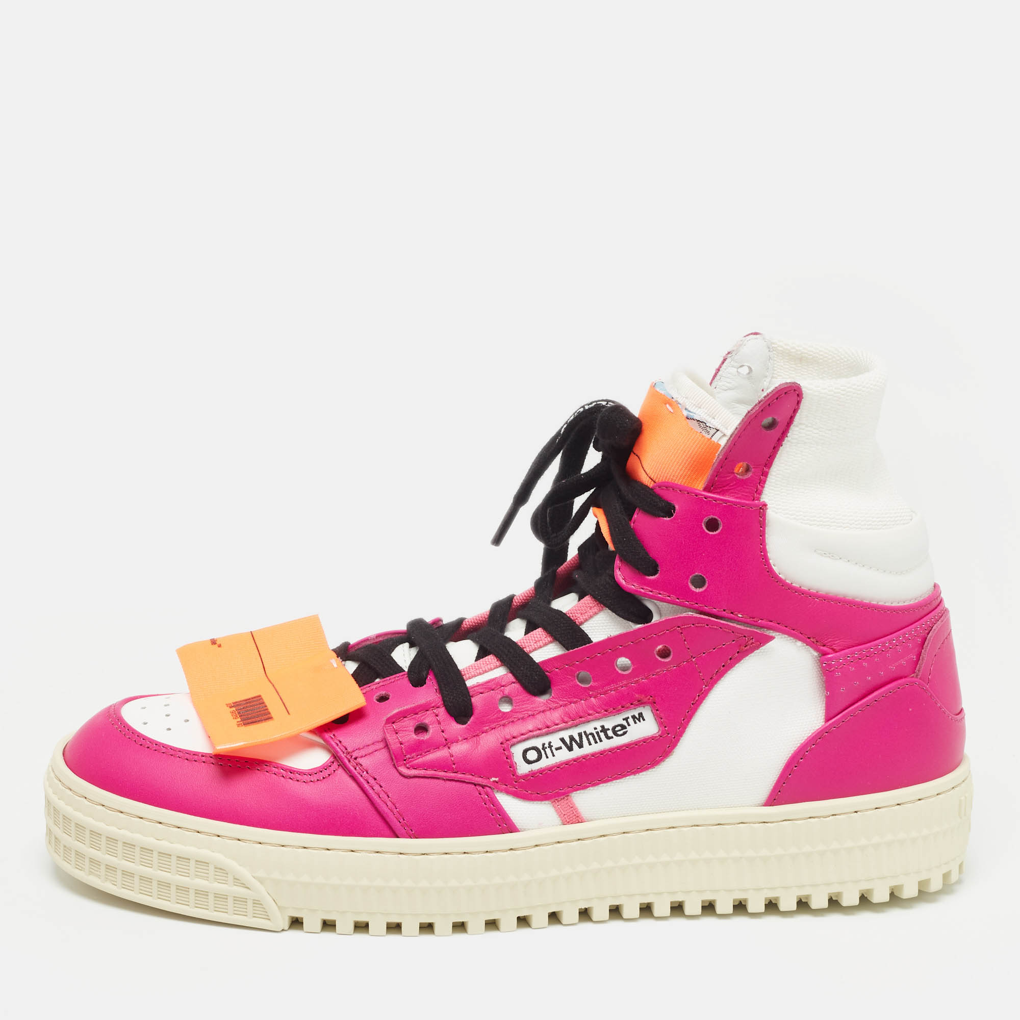 Pre Owned Off-White Fuchsia/White Leather 3.0 Off Court Sneakers Size 39