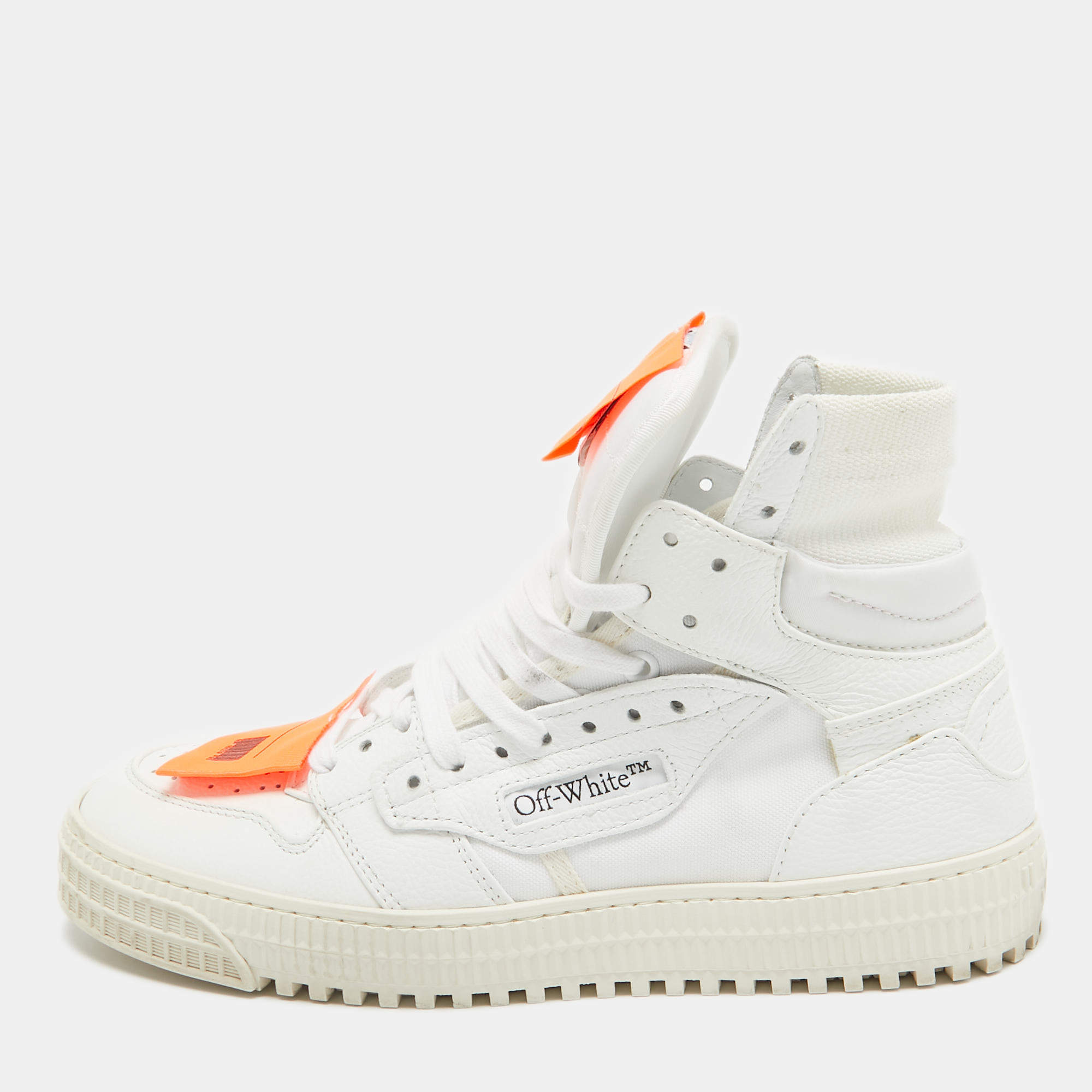 Pre Owned Off-White White Leather and Canvas 3.0 Off Court Sneakers Size 39