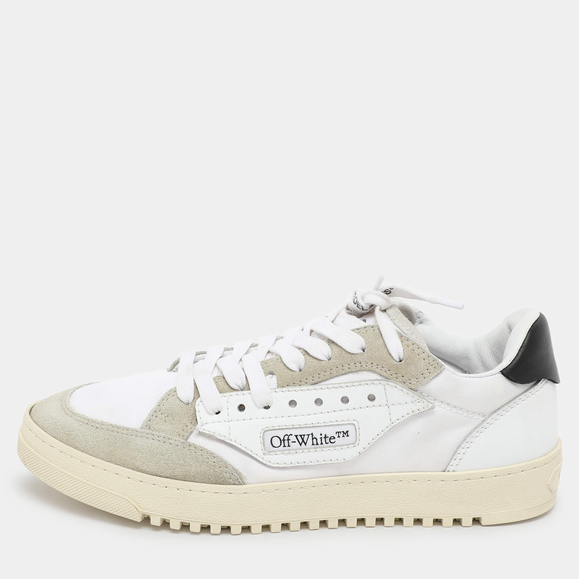 Off-White White/Grey Canvas and Suede 5.0 Low Top Sneakers Size 39