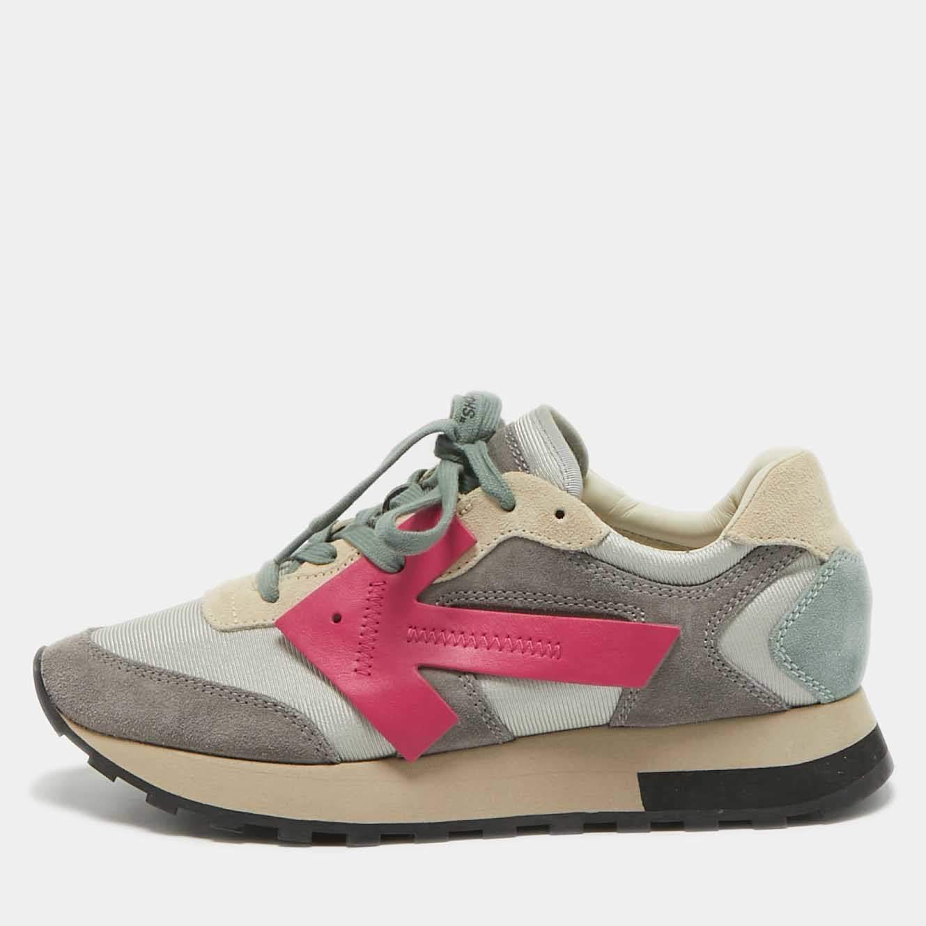 Off-White Multicolor Suede and Fabric Runner Arrow Low Top Sneakers Size 39