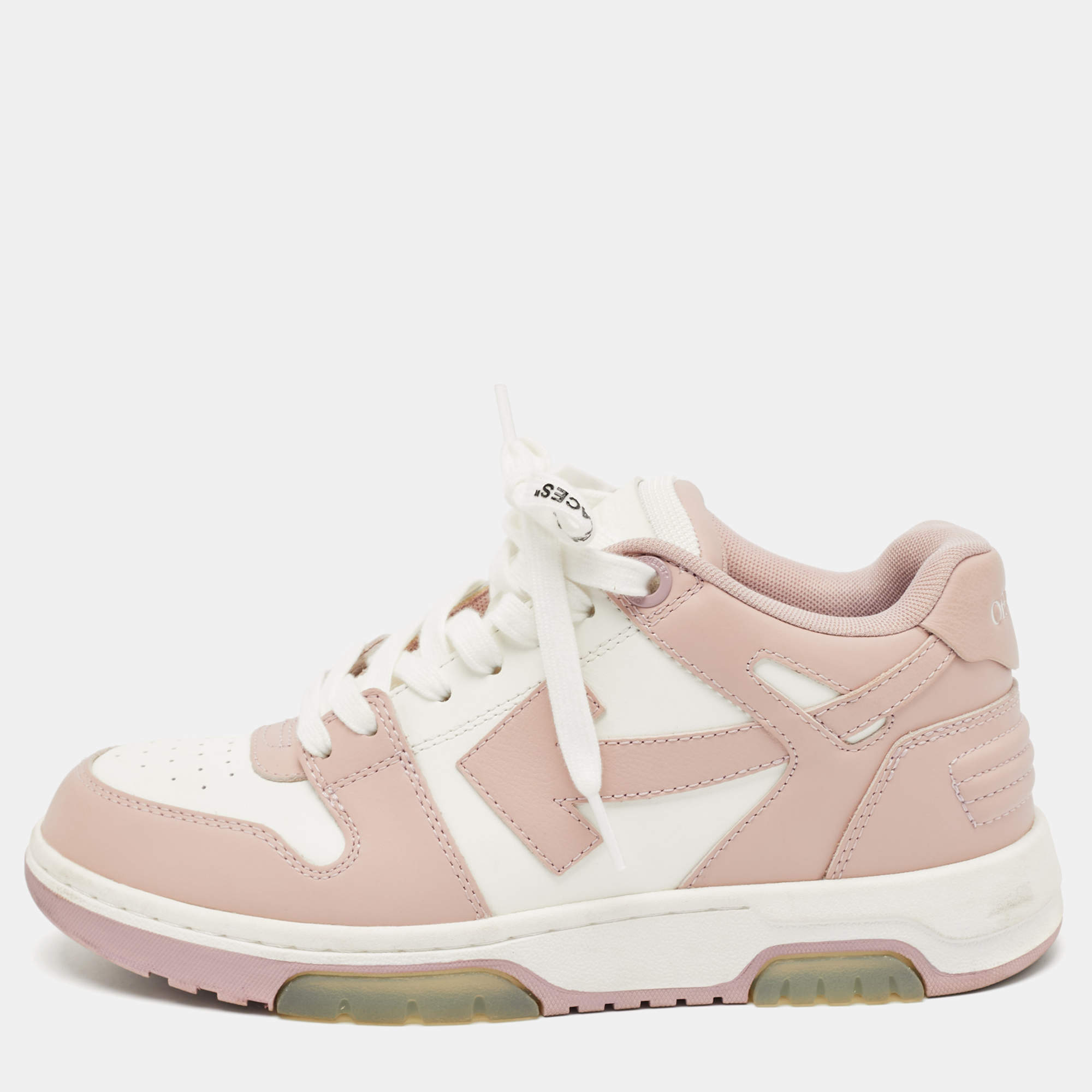 Off-White Pink/White Leather Out Of Office Sneakers Size 38