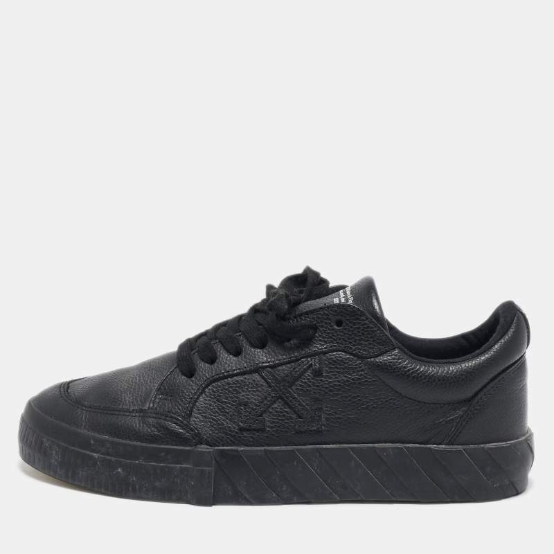 Off-White Black Leather Vulcanized Low Top Sneakers Size 40