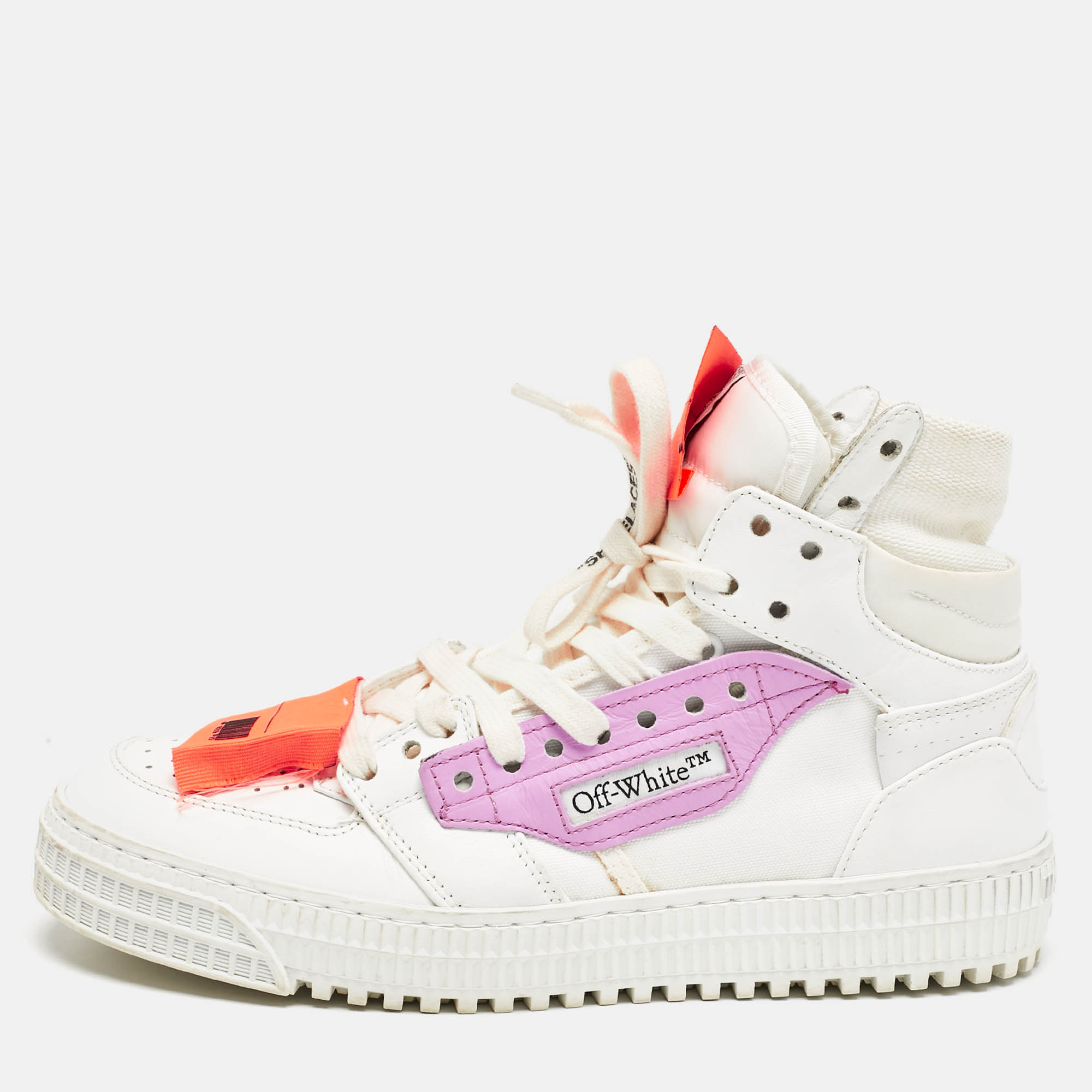 Pre Owned Off-White White Leather and Canvas 3.0 Off Court Sneakers Size 38