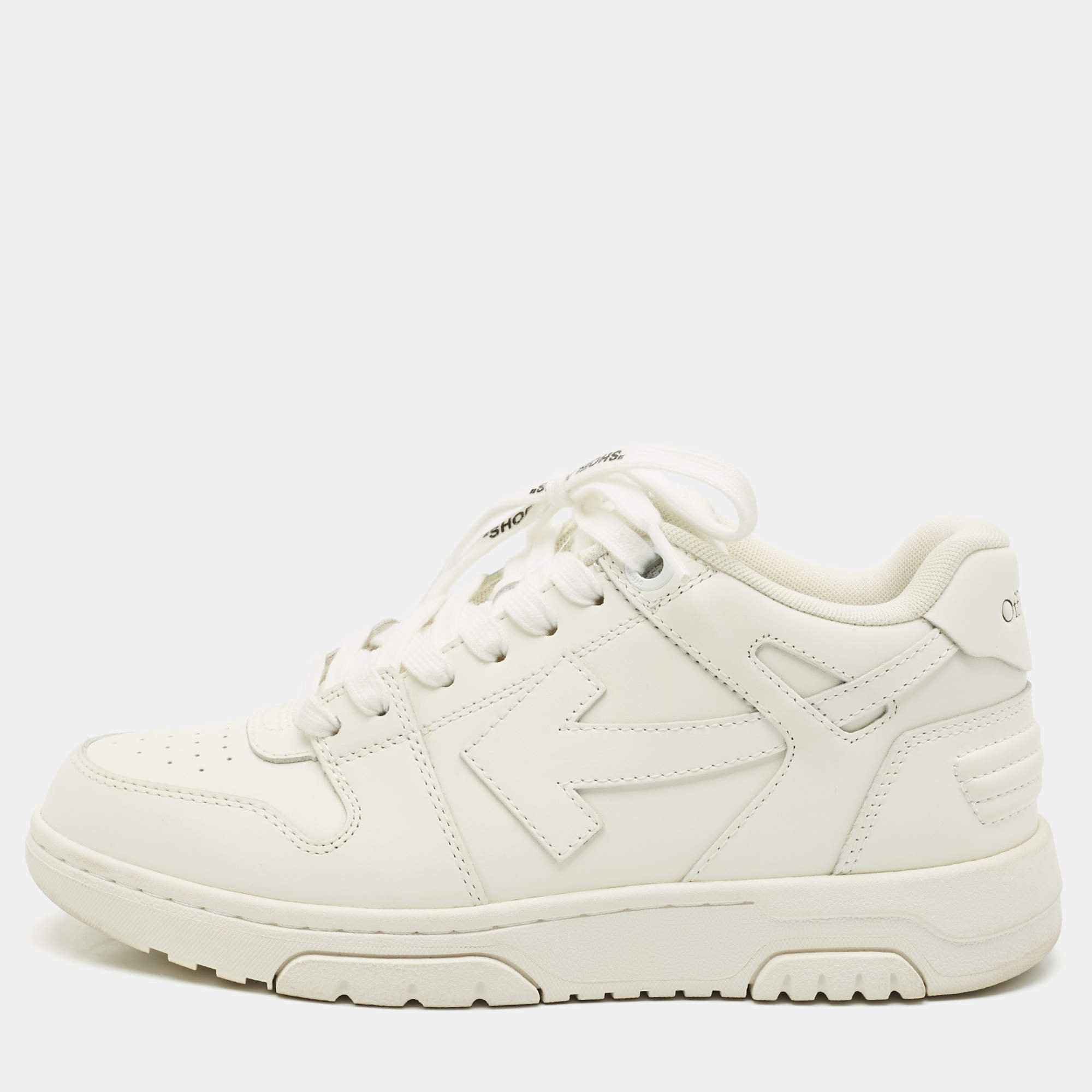Off-White White Leather Out of Office Low Top Sneakers Size 38