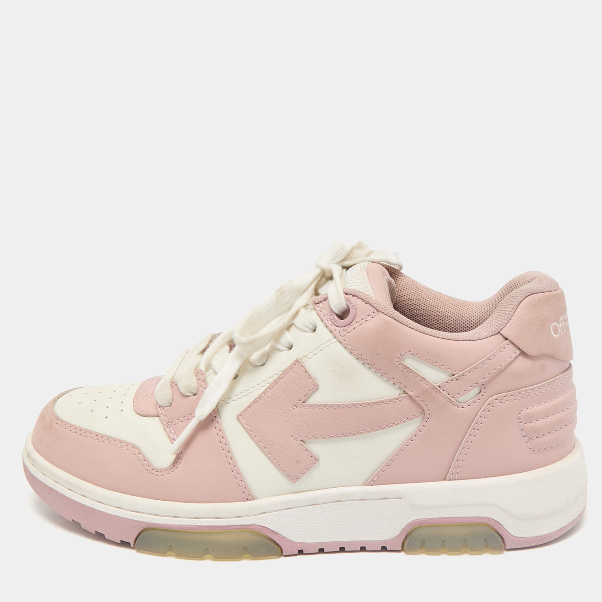 Off-White White/Pink Leather HG Runner Low Top Sneakers Size 37