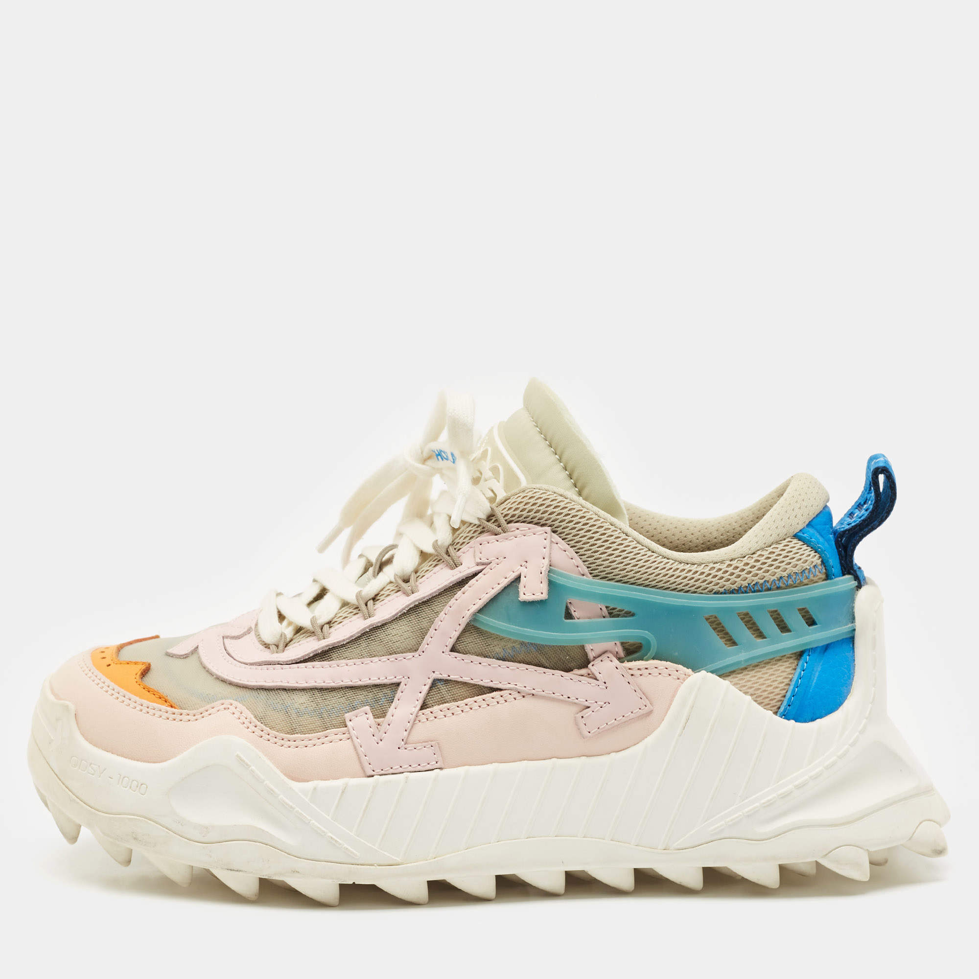 Off-White Multicolor Mesh and Nubuck Leather Odsy 1000 Lace Up Sneakers Size 40